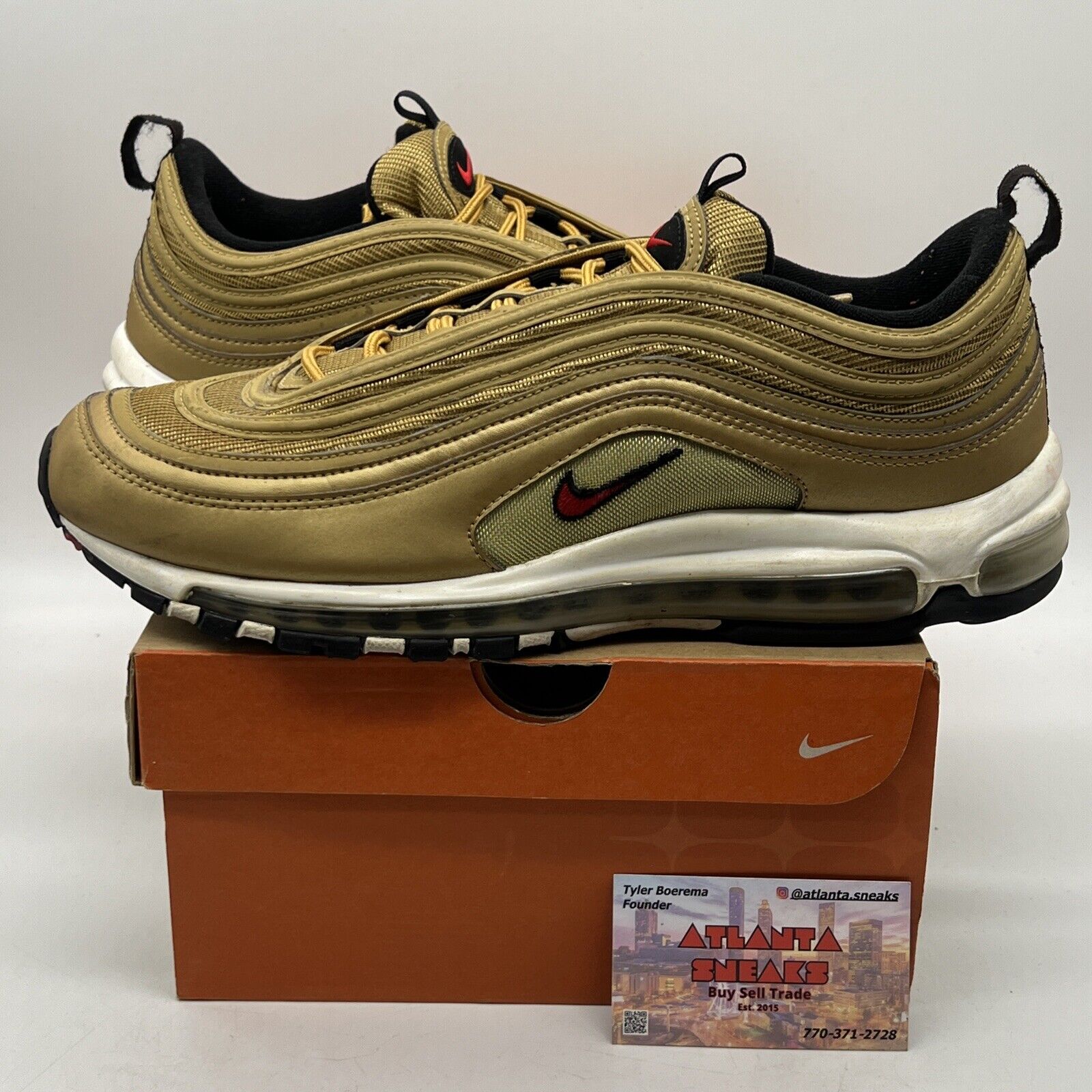 Size 12 - Nike Air Max 97 OG QS Metallic Gold White Black (884421-700)