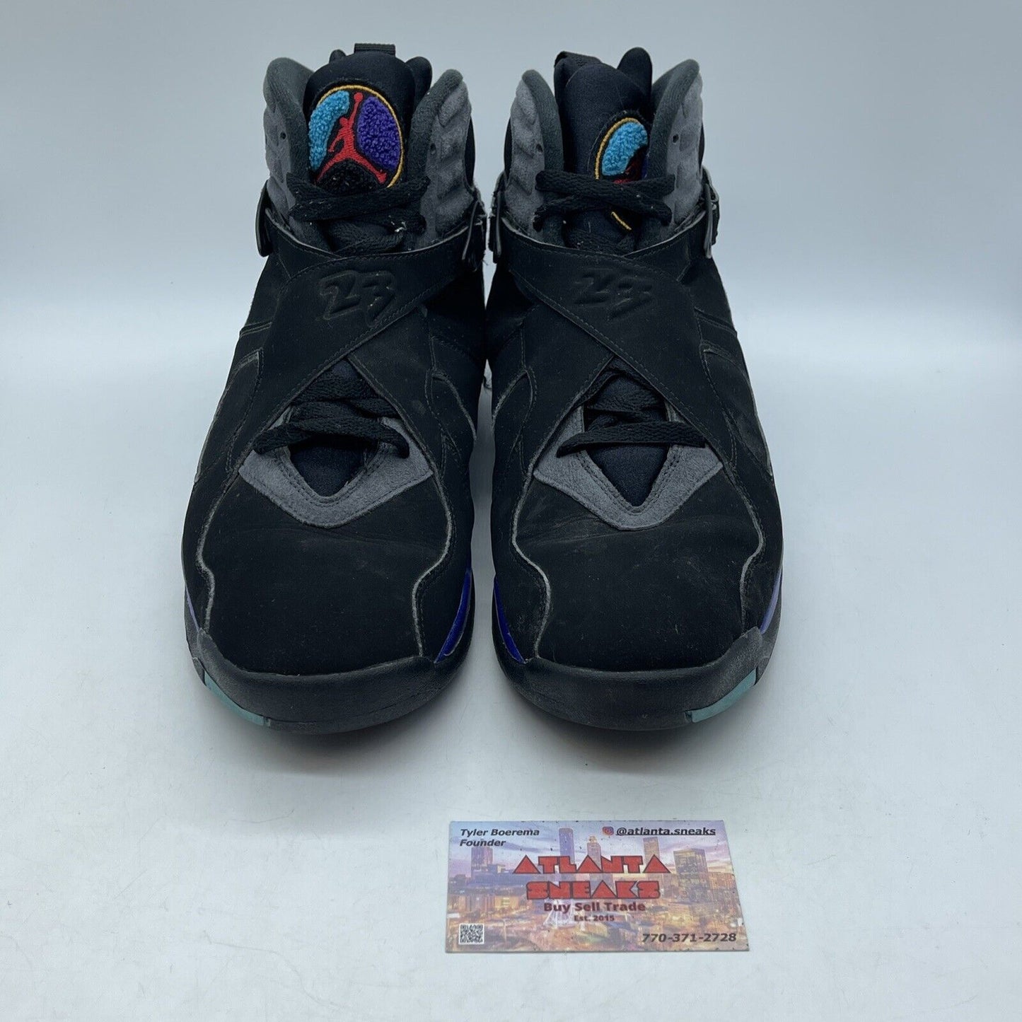 Size 13 - Air Jordan 8 Retro 2007 Aqua Purple Leather  Black Suede (305381-025)