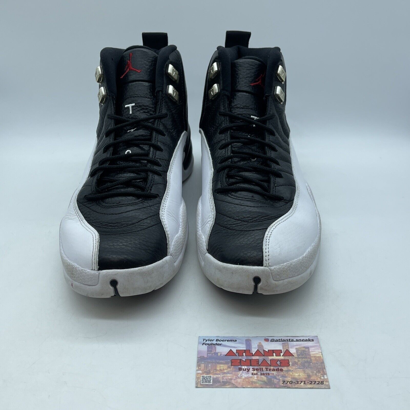 Size 12 - Jordan 12 Retro Mid Playoff Black White Red Leather (CT8013-006)