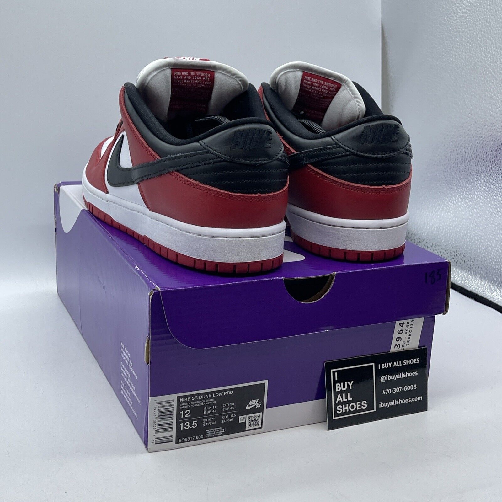 Size 12 - Nike SB Dunk Low J-Pack Chicago White Red Black Leather (BQ6817-600)