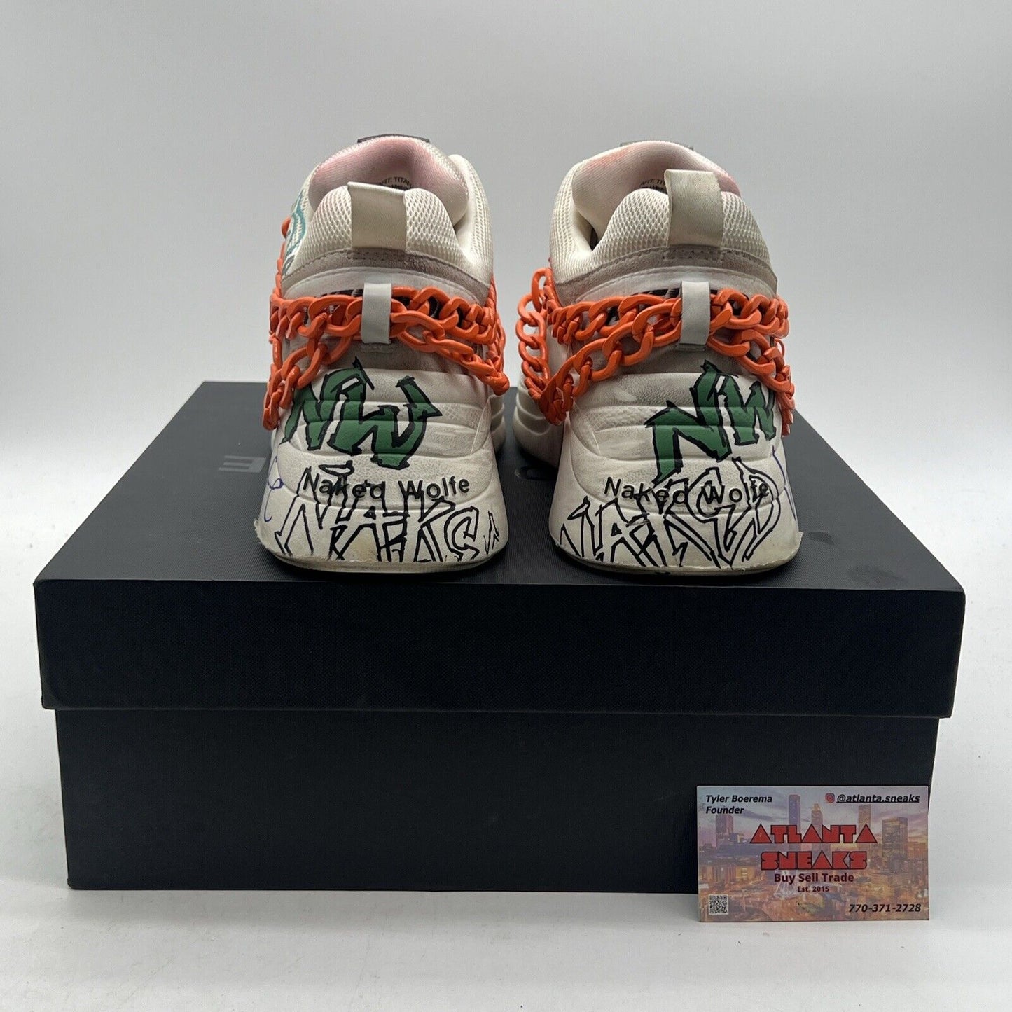 Size 7 - Naked Wolfe Graffiti-Print Sneakers White Men's Leather Mesh Art Titan