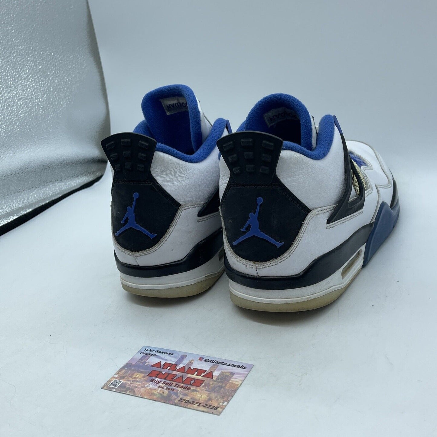 Size 10.5 - Jordan 4 Retro Mid Motorsports Blue Black White Leather (308497-117)