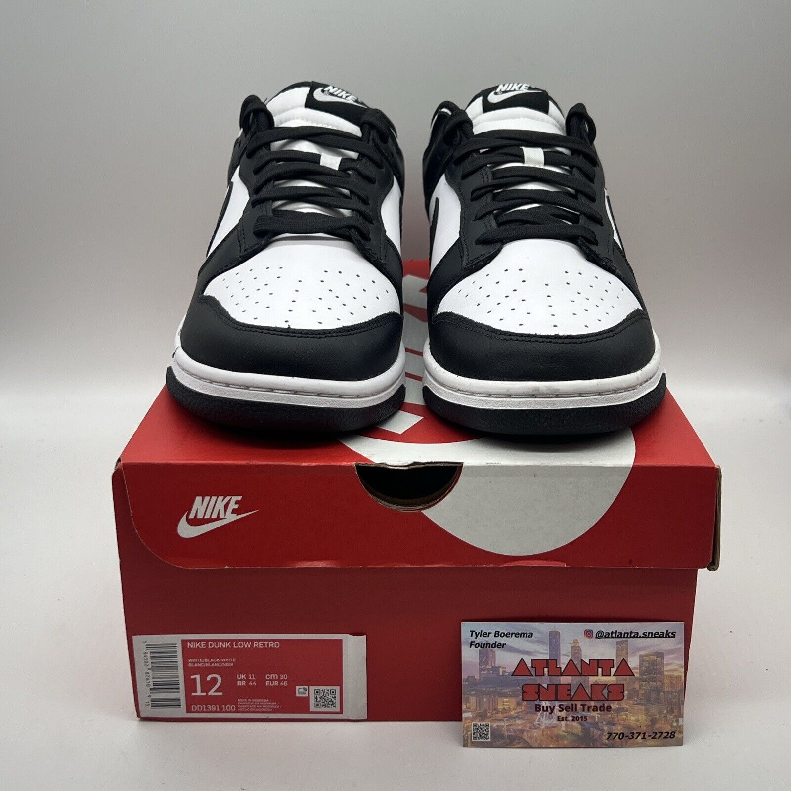 Size 12 - Nike Dunk Low Black White Og All Brand New