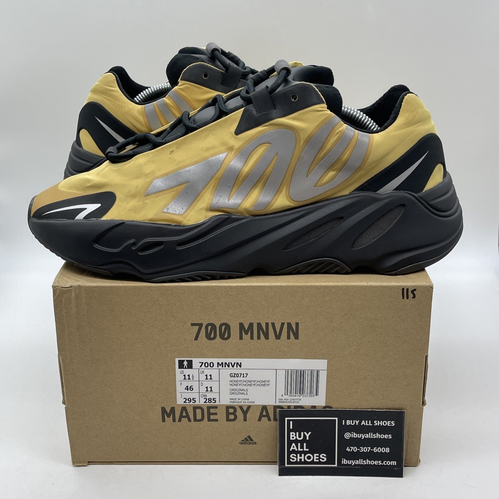 Size 11.5 - adidas Yeezy Boost 700 MNVN Honey Flux Yellow Leather (GZ0717)