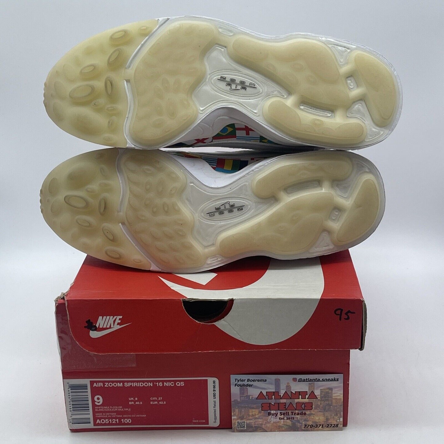 Size 9 - Nike Air Zoom Spiridon International Flag White Grey Suede (AO5121-100)