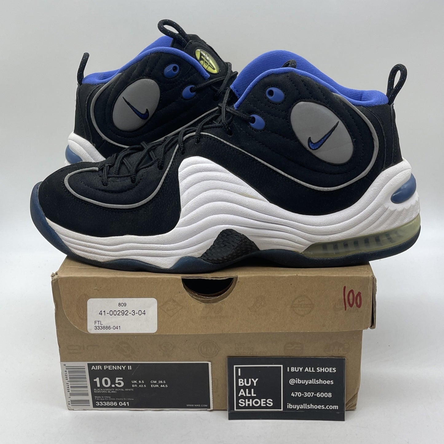 Size 10.5 - Nike Air Penny 2 Black Royal Blue White Suede (333886-041)