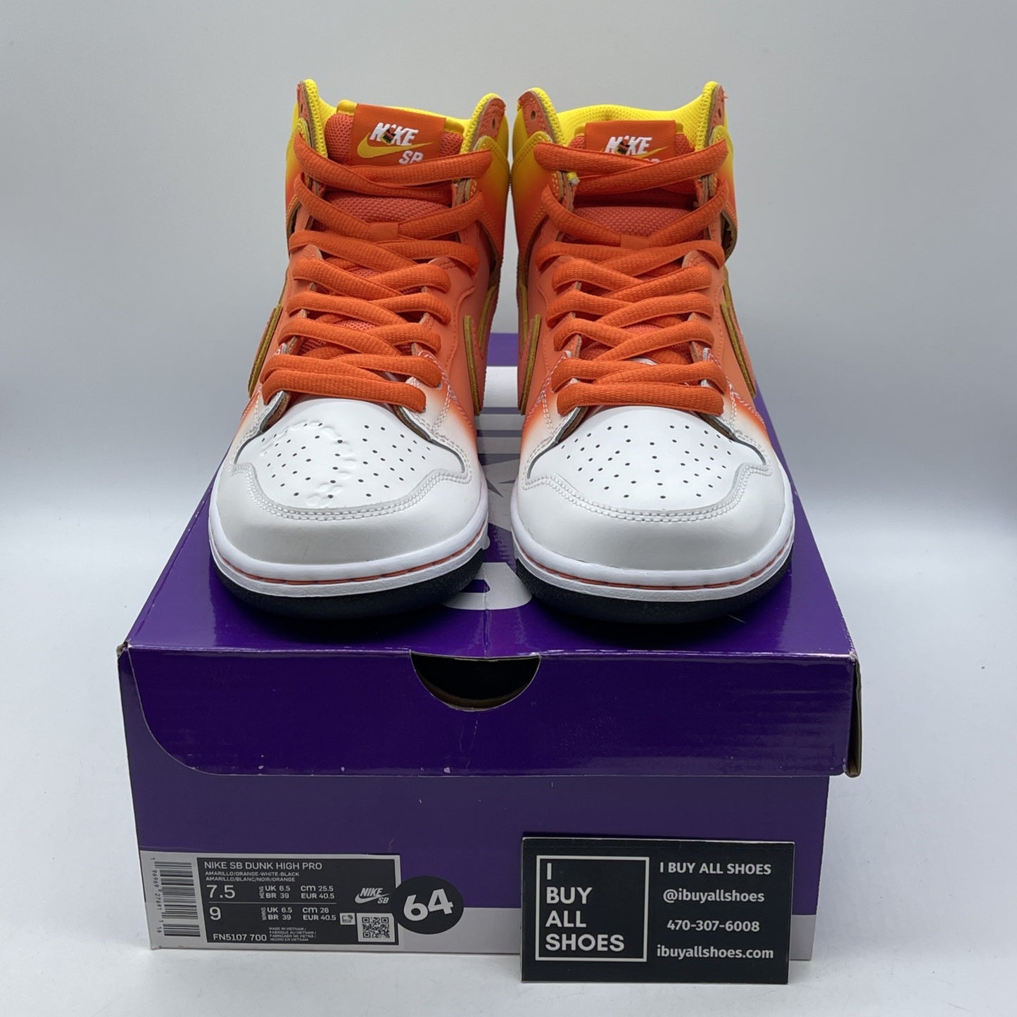Size 7.5 - Nike Dunk SB High Sweet Tooth White Yellow Orange (FN5107-700)