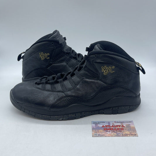 Size 12 - Air Jordan 10 Retro NYC Gold Black Leather (310805-012)