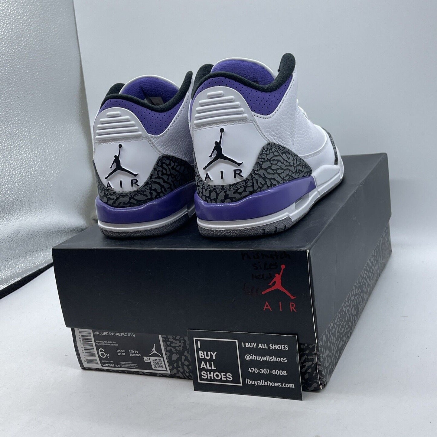 Size 4Y& 6Y- Jordan 3 Retro Mid Dark Iris Leather Suede (MISMATCH) (DM0967-105)