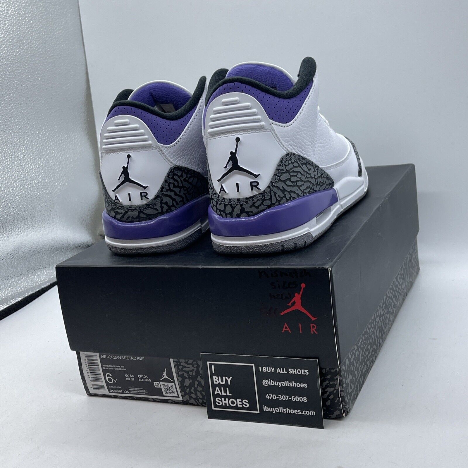 Size 4Y& 6Y- Jordan 3 Retro Mid Dark Iris Leather Suede (MISMATCH) (DM0967-105)