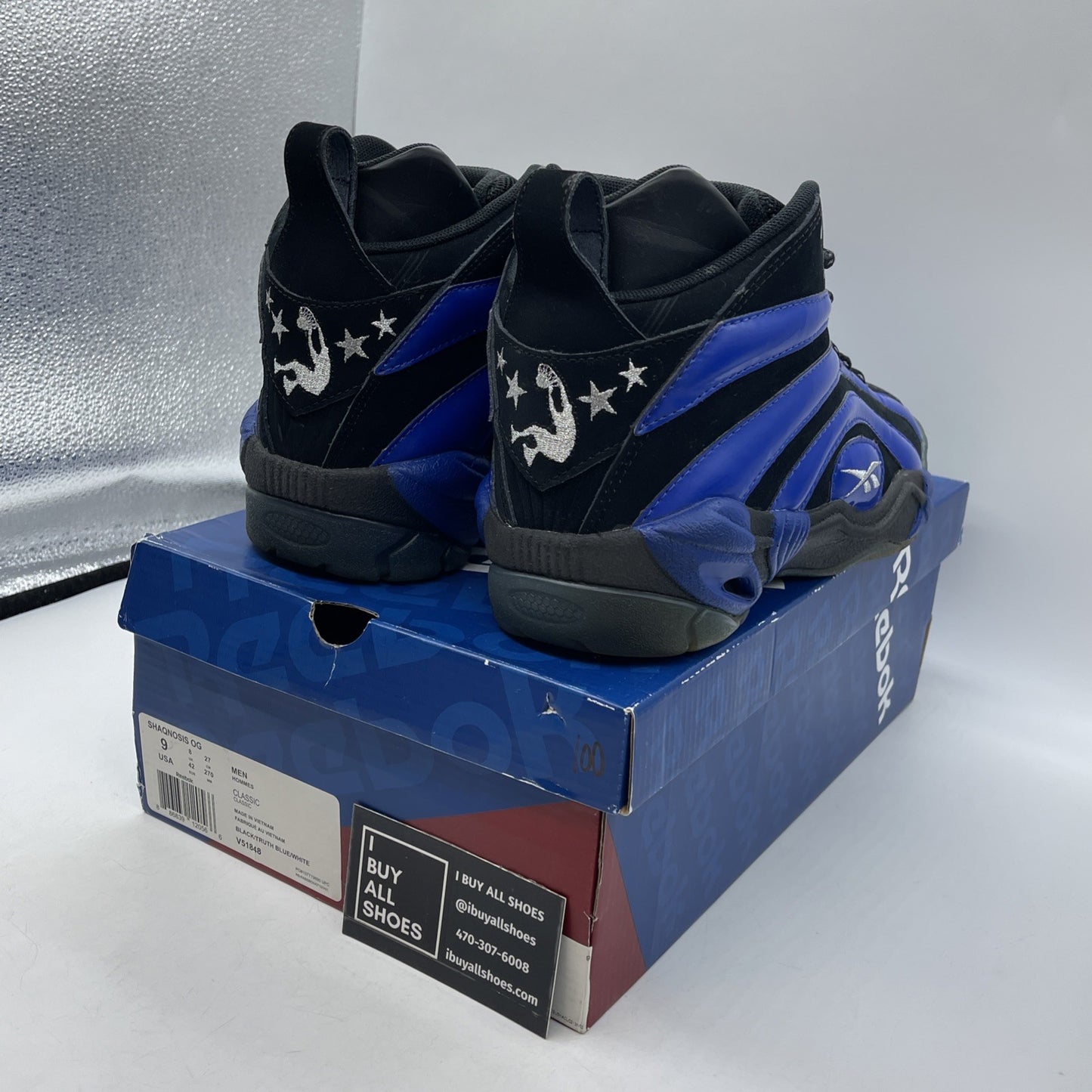 Size 9 - Reebok Shaqnosis Og Orlando Magic Blue Black Silver Suede (V51848)