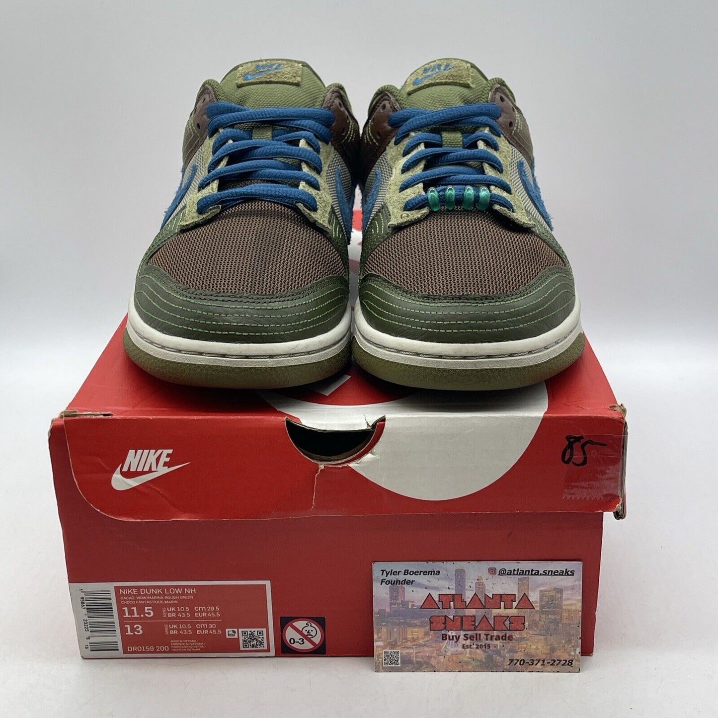 Size 11.5 - Nike Dunk NH Low Cacao Wow Green Blue Suede Leather (DR0159-200)