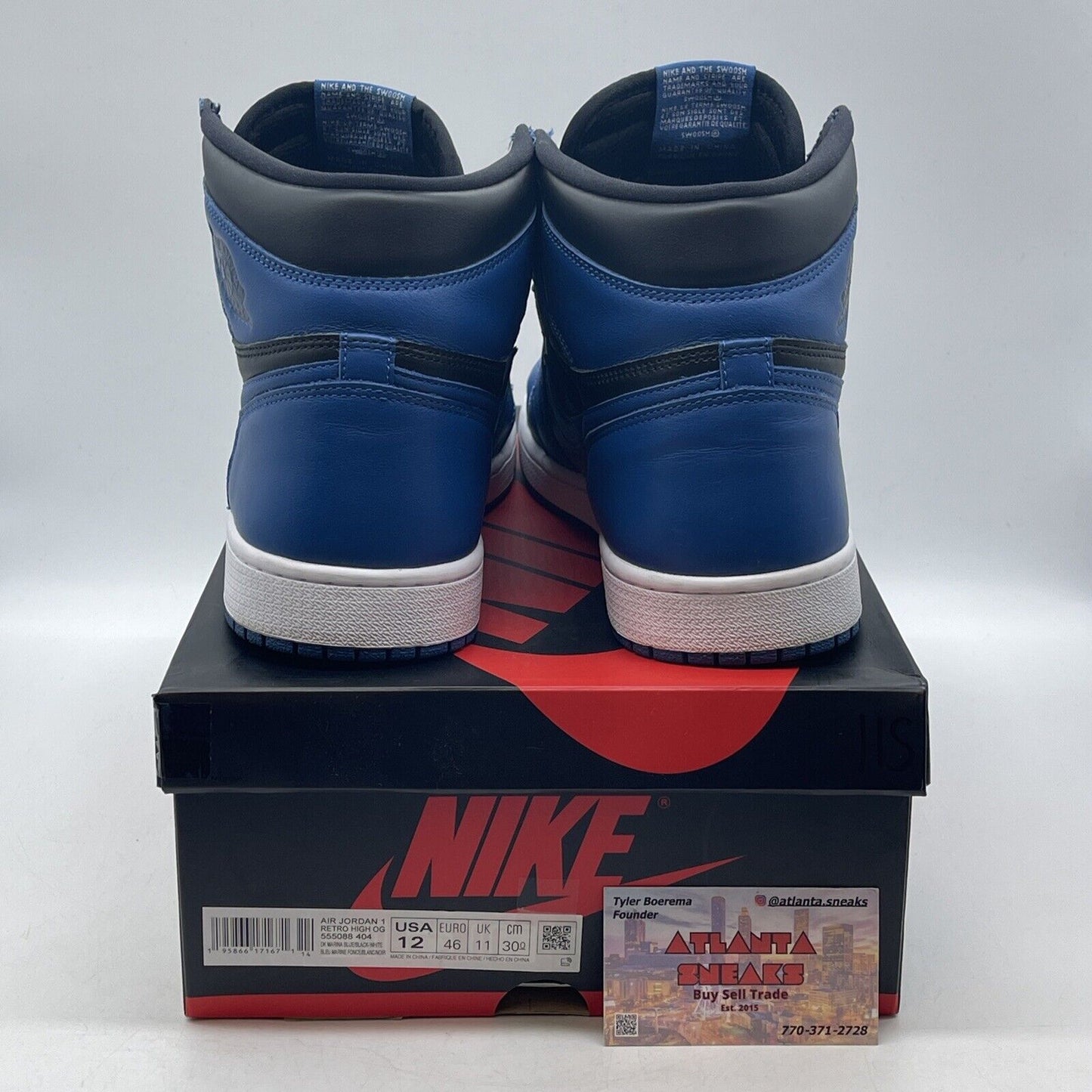 Size 12 - Jordan 1 Retro OG High Dark Marina Blue White Black (555088-404)