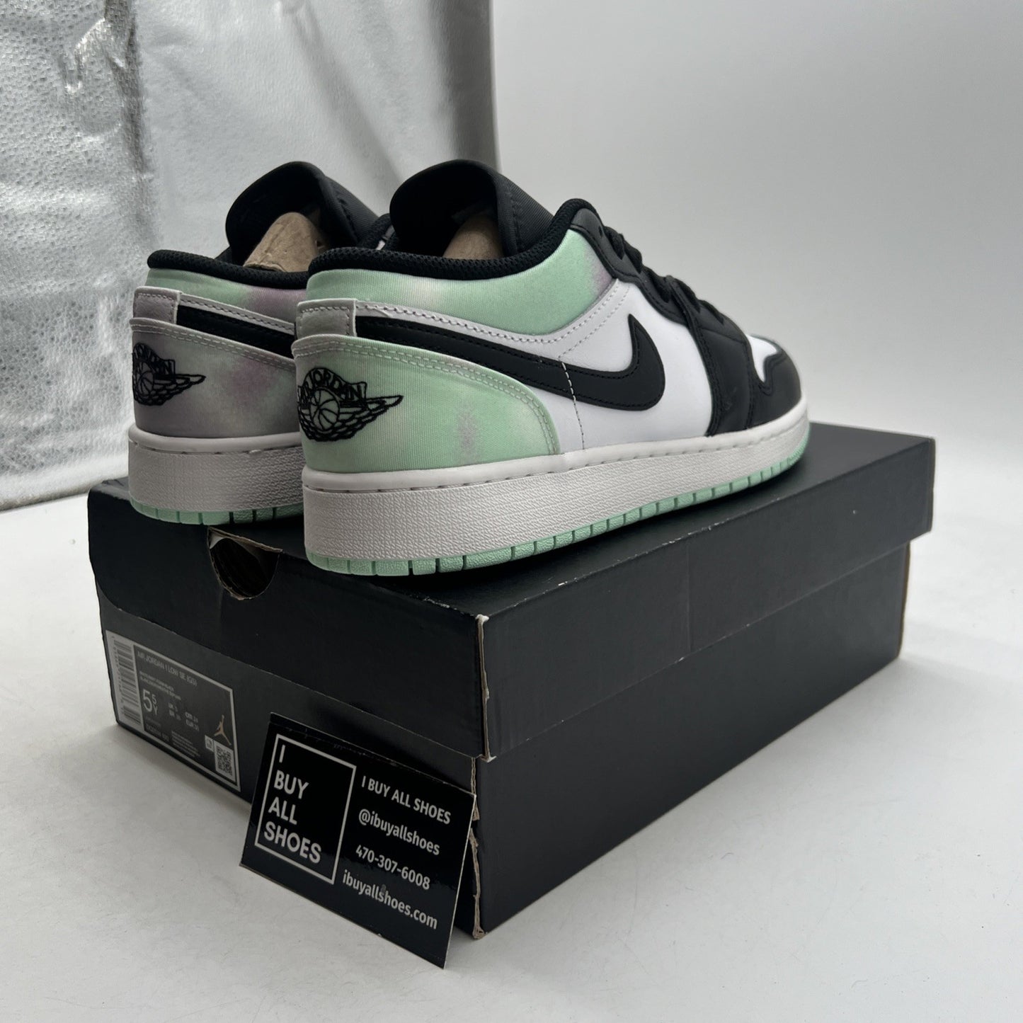 Size 5.5Y - Nike Air Jordan 1 Low SE Tie Dye White Mint Foam Youth (DQ2514-100)