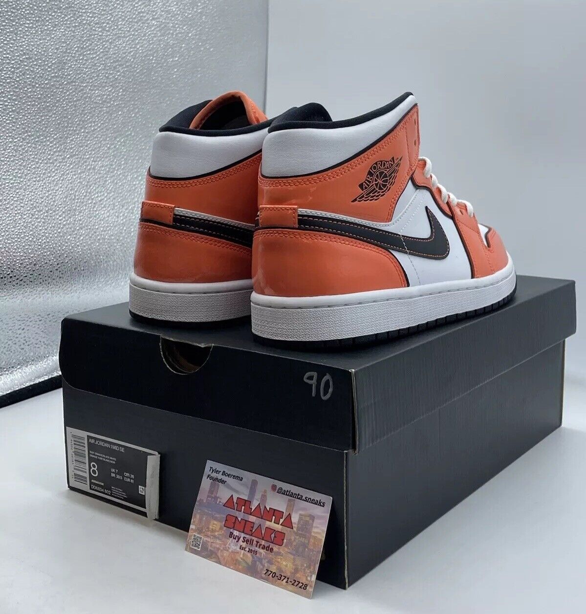 Size 8 - Air Jordan 1 SE Mid Turf Orange White Black Leather (DD6834-802)