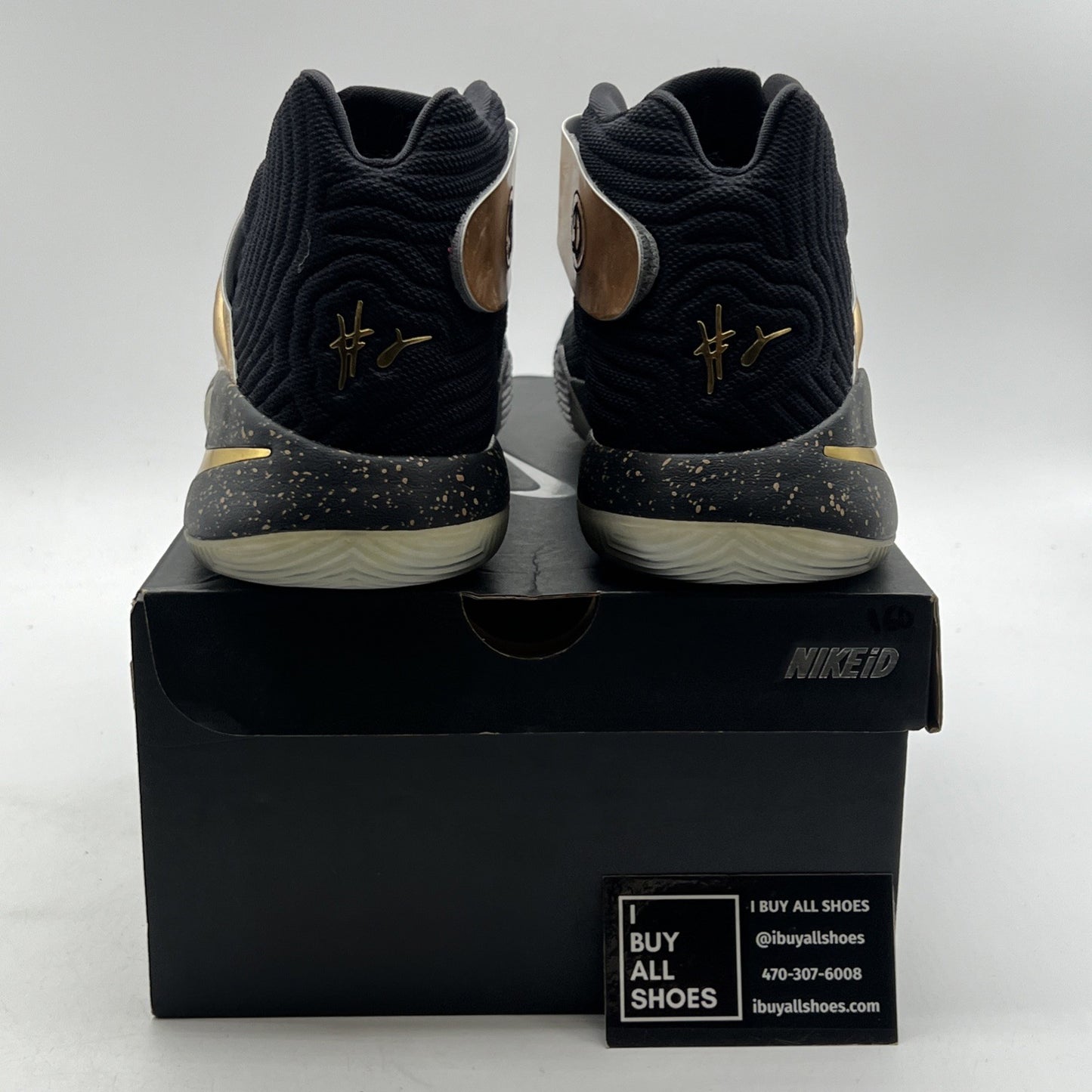 Size 13 - Nike Men's Black Gold Solid Kyrie Athletic Shoes (843253-995)