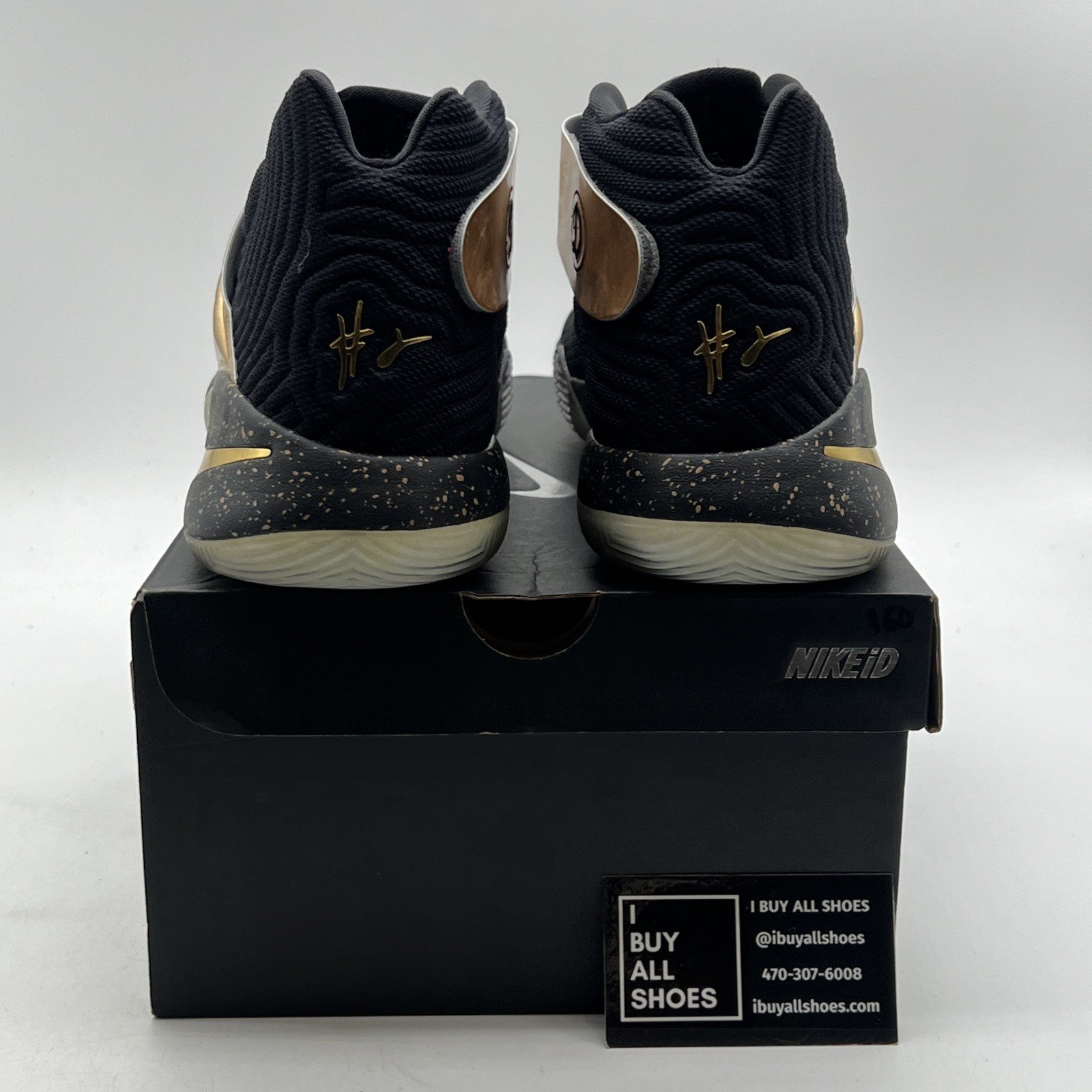 Size 13 - Nike Men's Black Gold Solid Kyrie Athletic Shoes (843253-995)