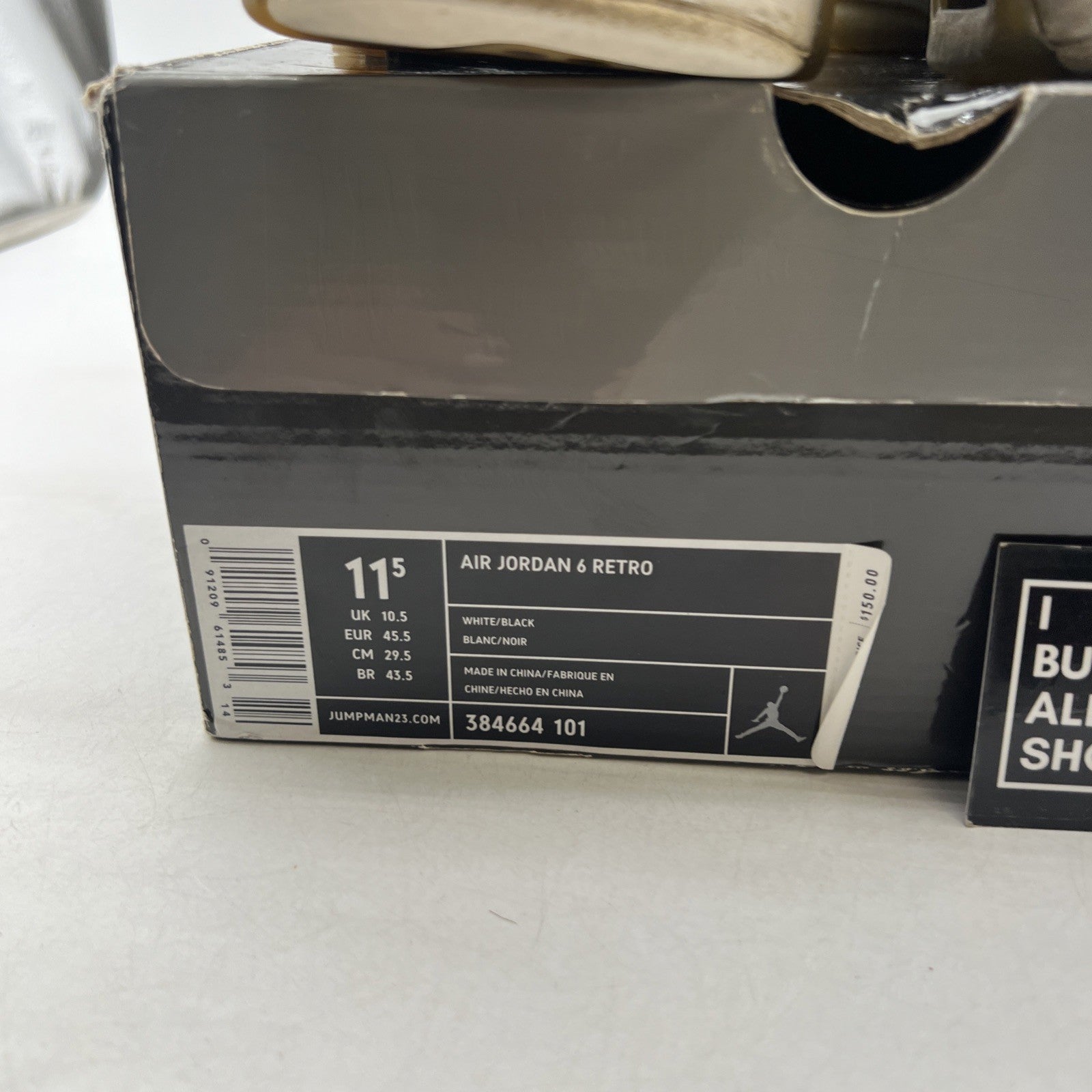 Size 11.5 - Air Jordan 6 Retro Oreo (384664-101)