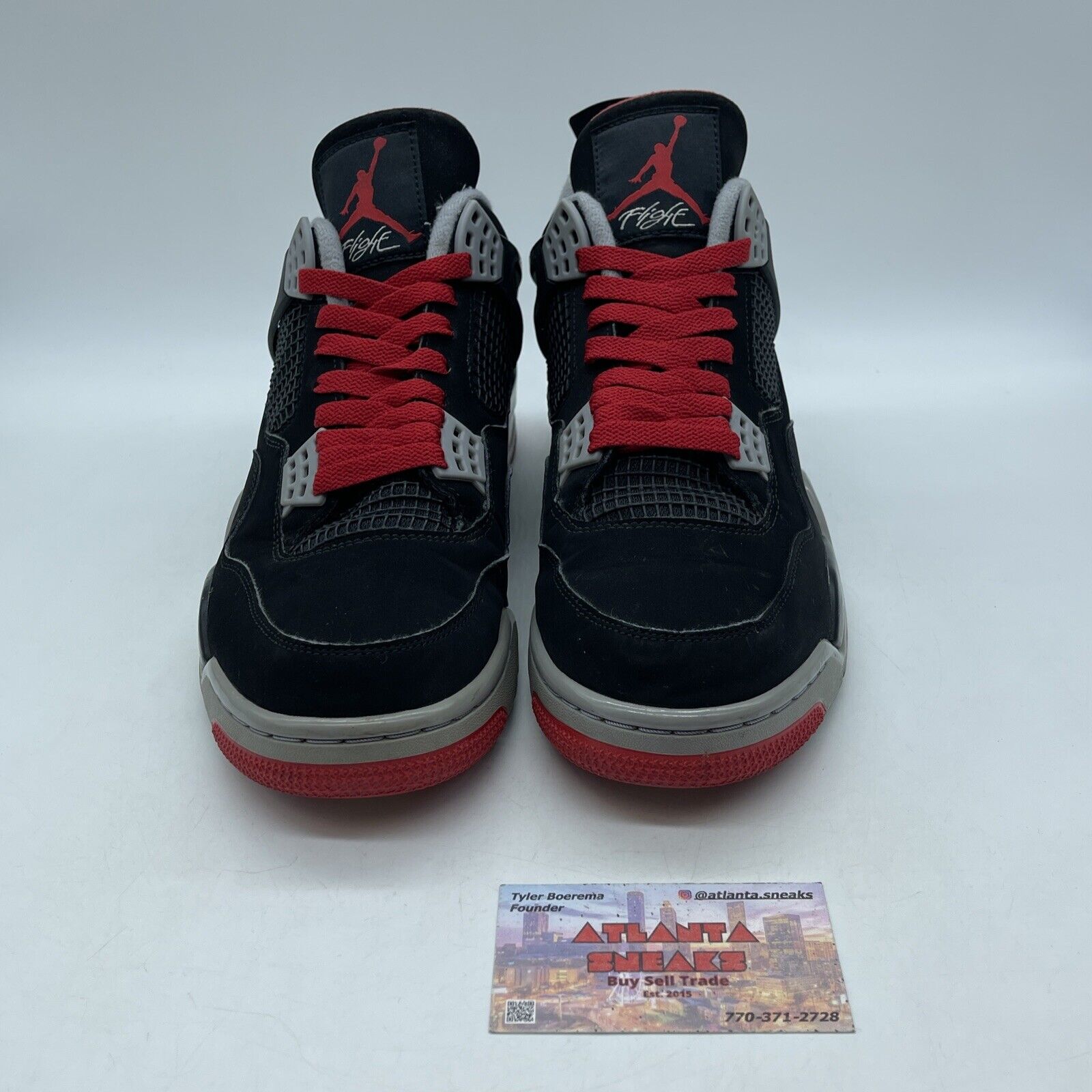 Size 10 - Jordan 4 Retro OG Mid Bred 2019 Black Suede Leather (308497-060)