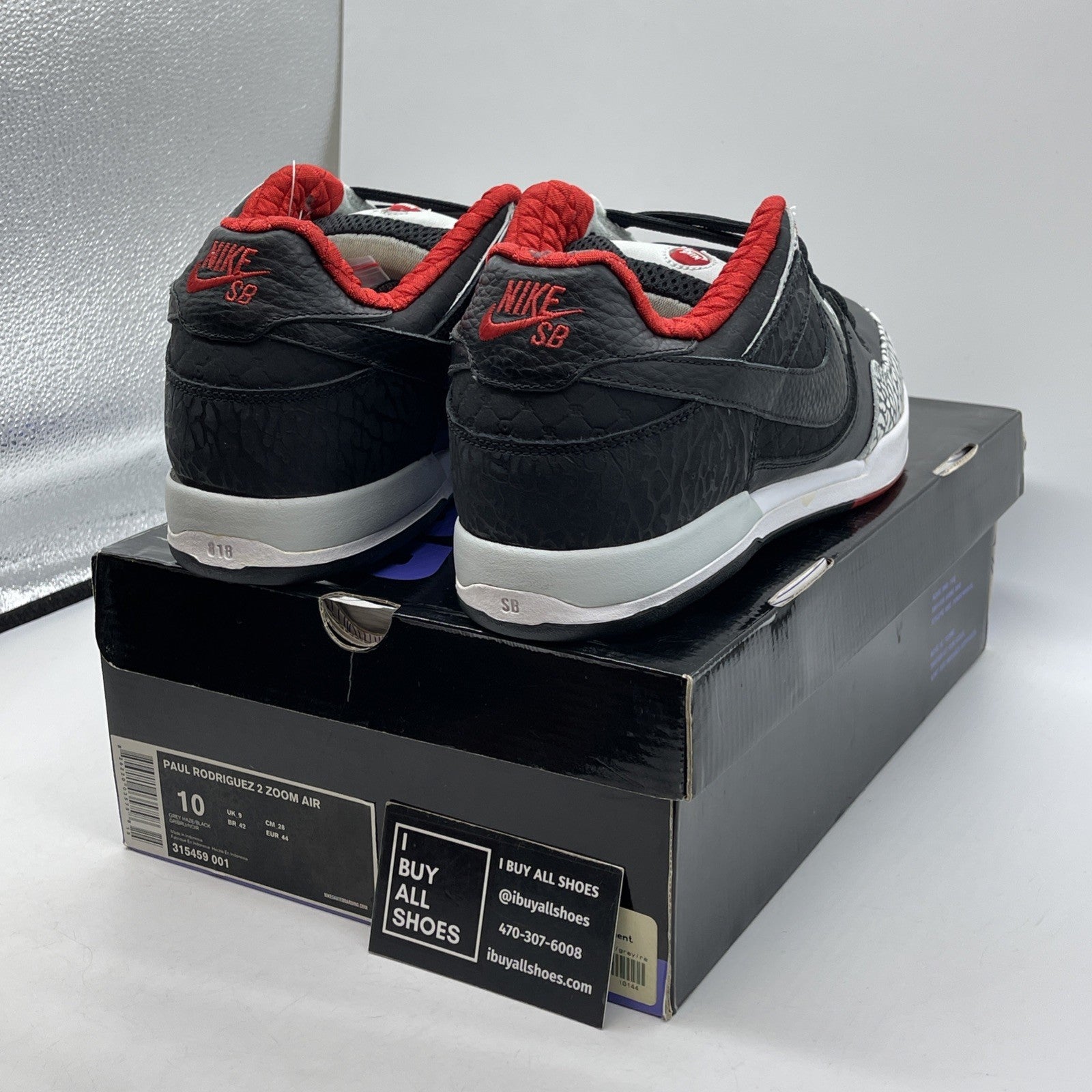 Size 10 - Nike Paul Rodriguez 2 Zoom Air Grey Haze Black Suede (315459-001)