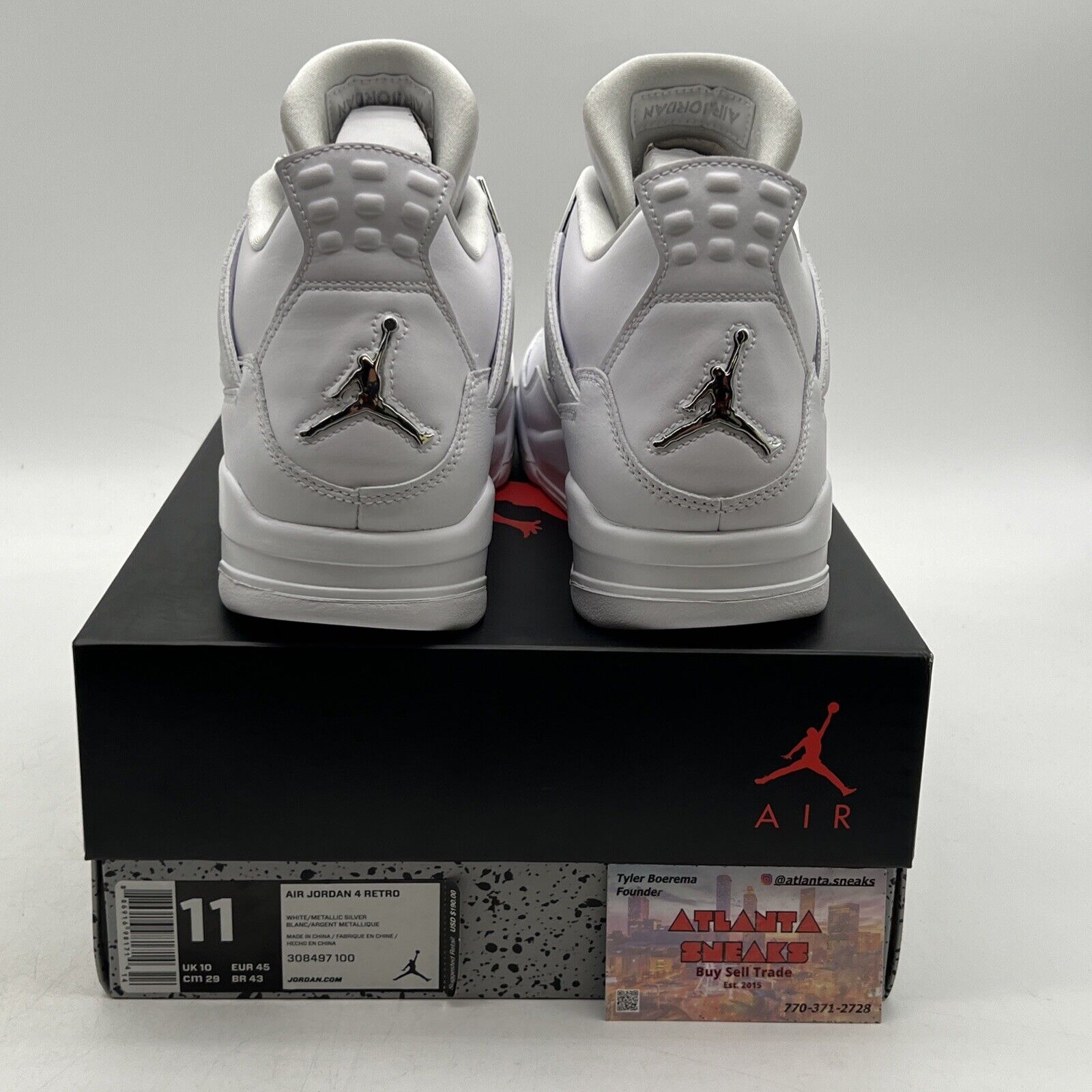 Size 11 - Jordan 4 Retro Mid Pure Money Silver Leather (308497-100)