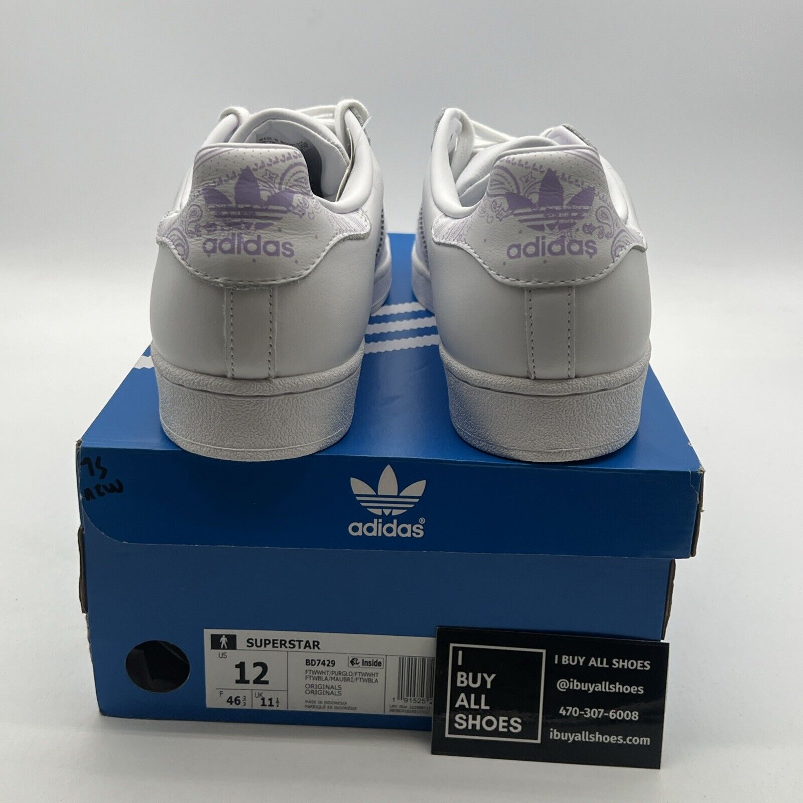 Size 12 - Adidas Superstar Paisley - White Purple Glow (BD7429)