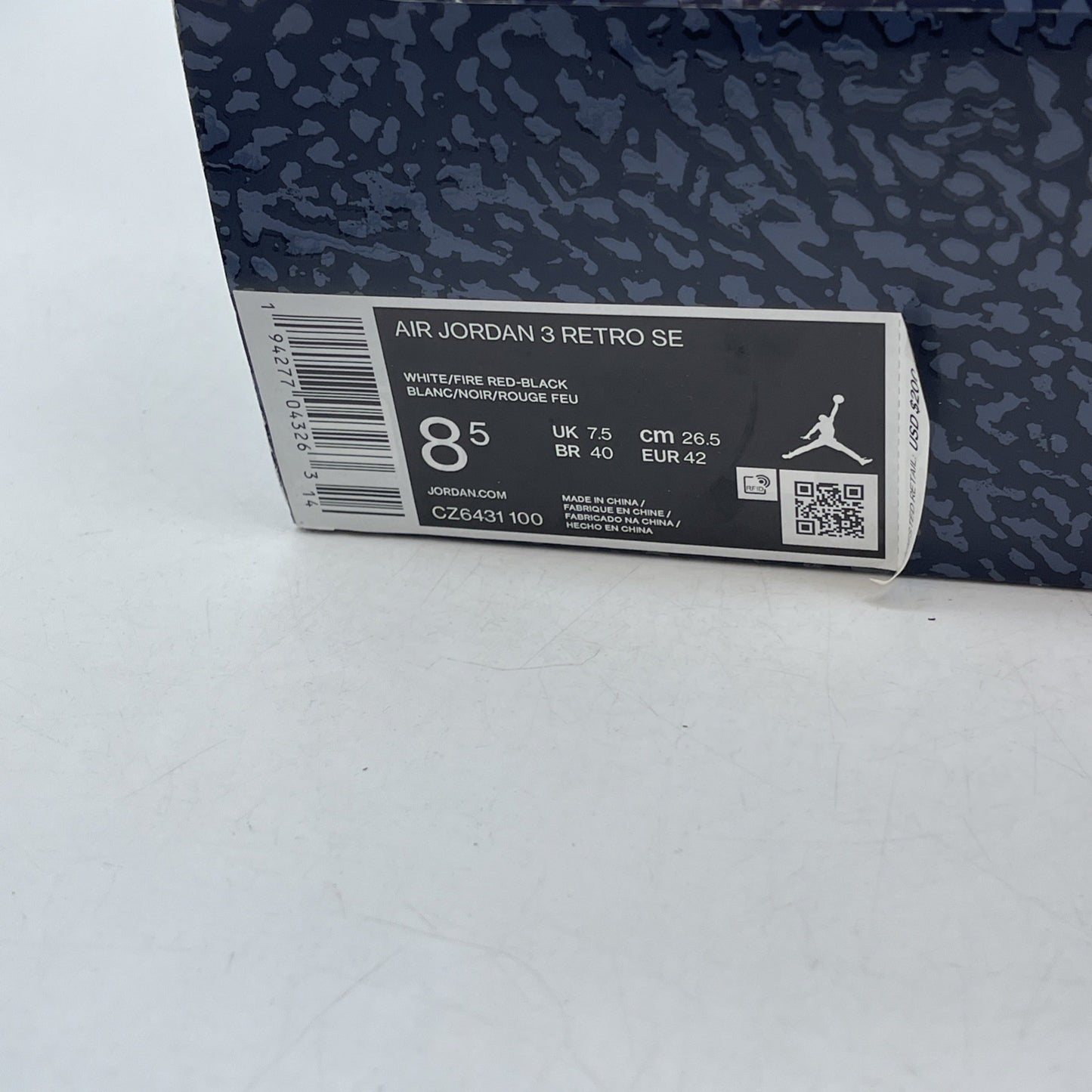 Size 8.5 - Air Jordan 3 Retro Denim SE Fire Red 2020 (CZ6431-100)