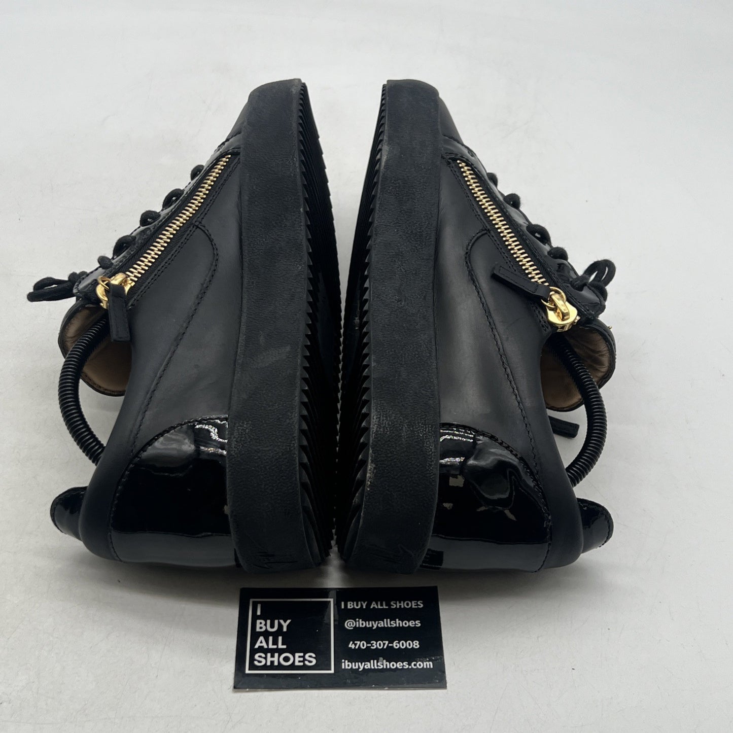Size 43 - GIUSEPPE ZANOTTI LEATHER GOLD ZIPPERS LOW TOPS