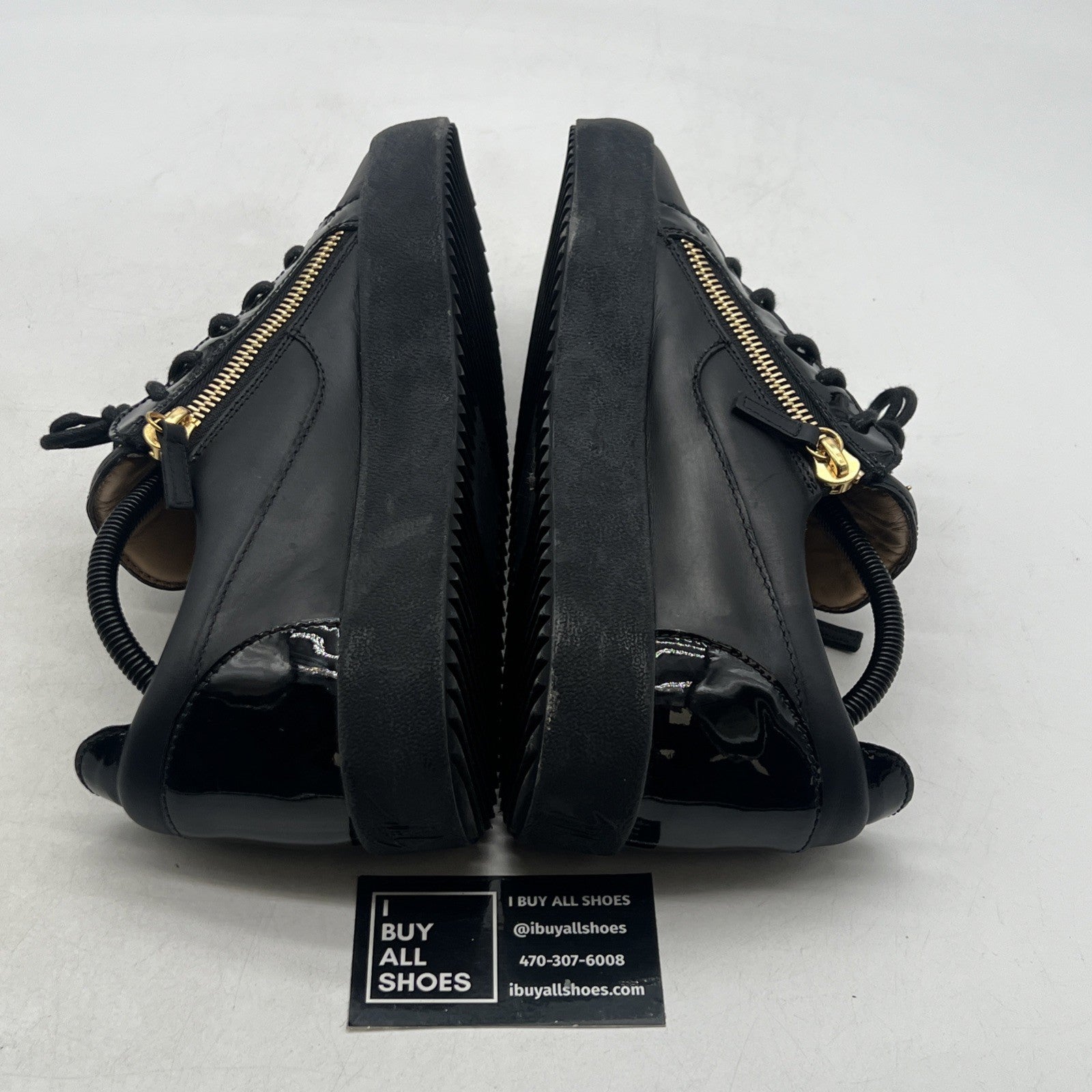Size 43 - GIUSEPPE ZANOTTI LEATHER GOLD ZIPPERS LOW TOPS