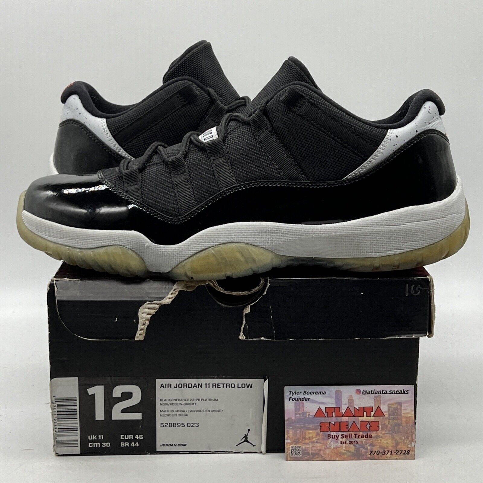 Size 12 - Air Jordan 11 Retro Low Infrared 23 Black Grey Leather (528895-023)