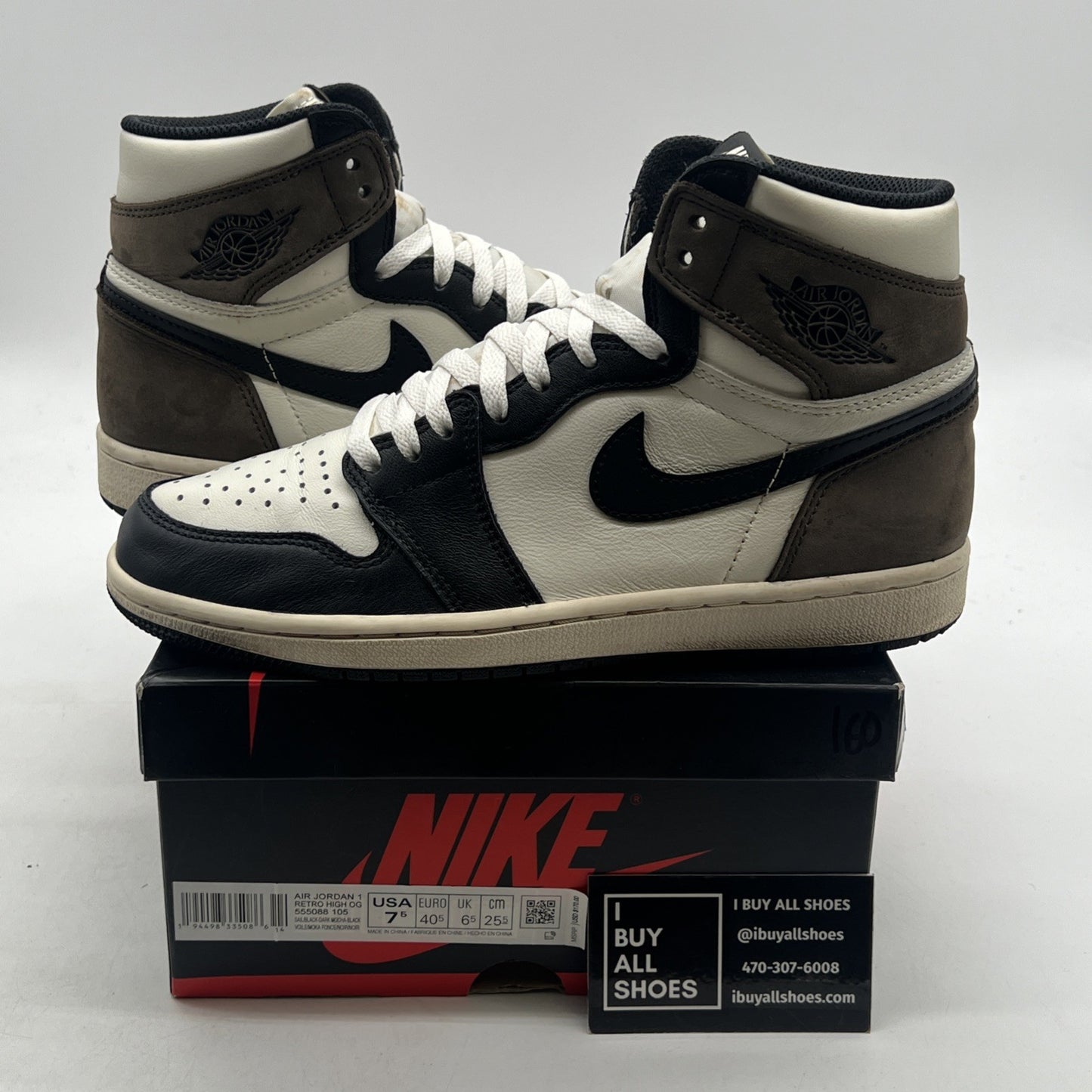Size 7.5 - Air Jordan 1 Retro OG High Dark Mocha (555088-105)