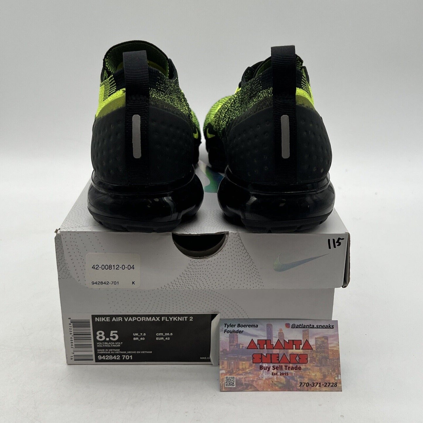 Size 8.5 - Nike Air VaporMax 2 Flyknit Volt (942842-701)