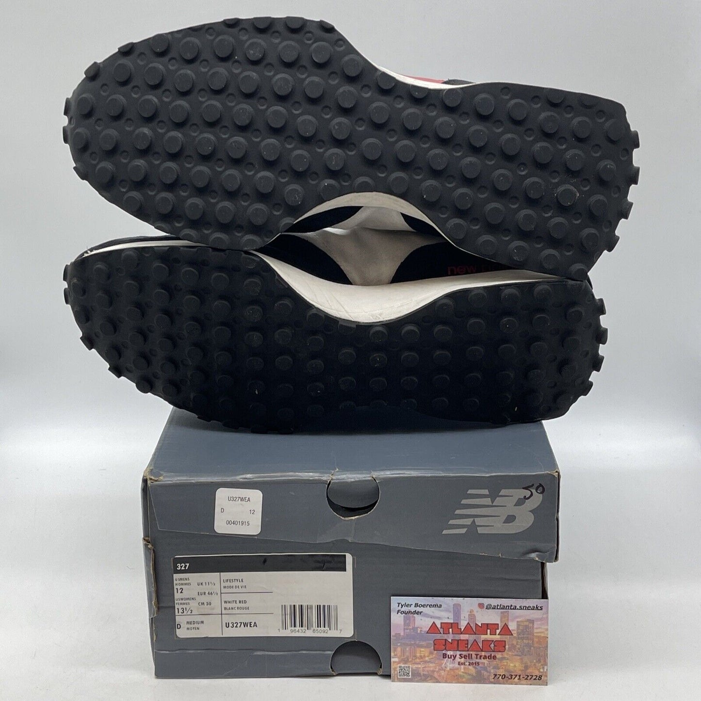 Size 12 - New Balance 327 Black White Red blue Suede Leather (U327WEA)