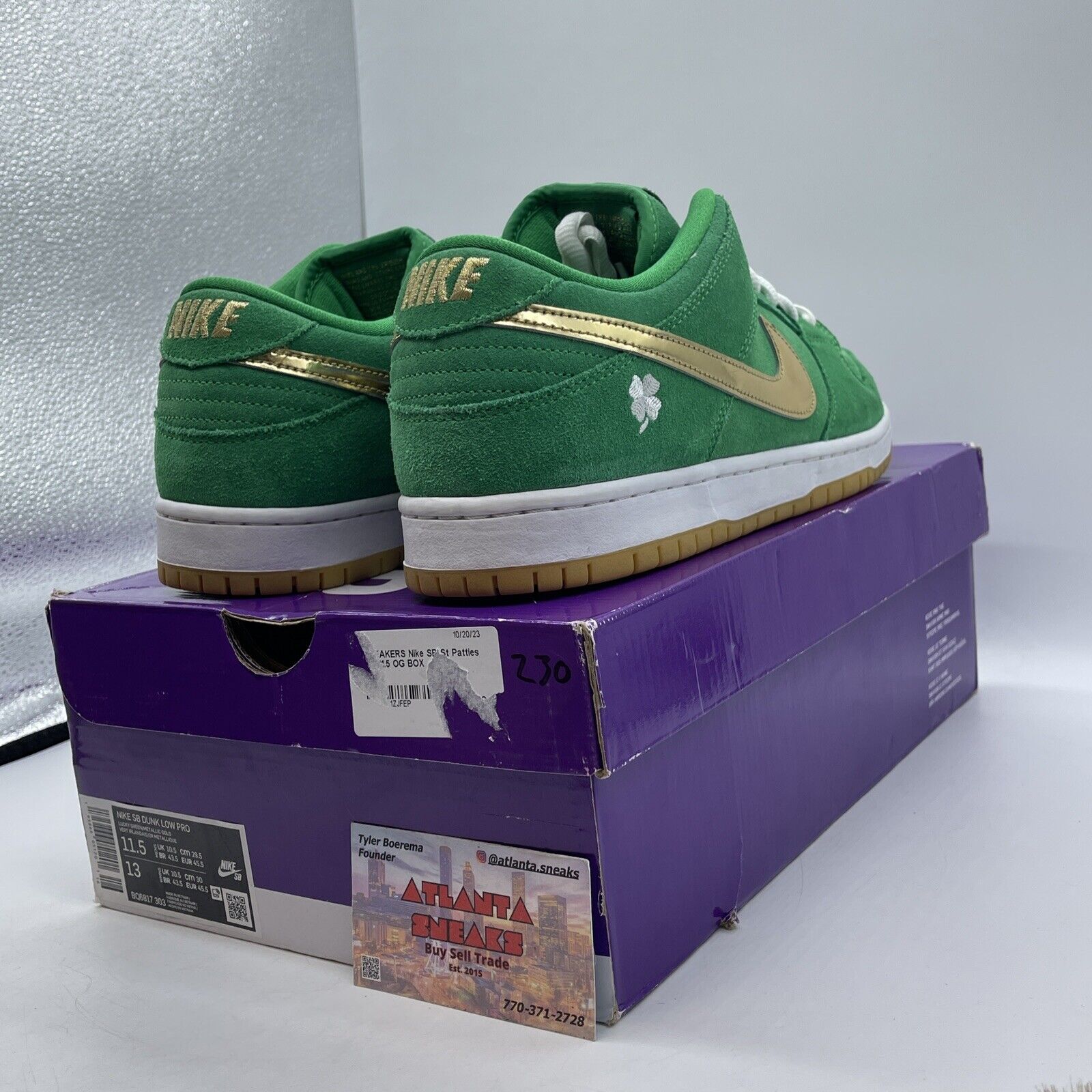 Size 11.5 - Nike SB Dunk Low Pro St. Patrick's Day 2022 Green White (BQ6817-303)
