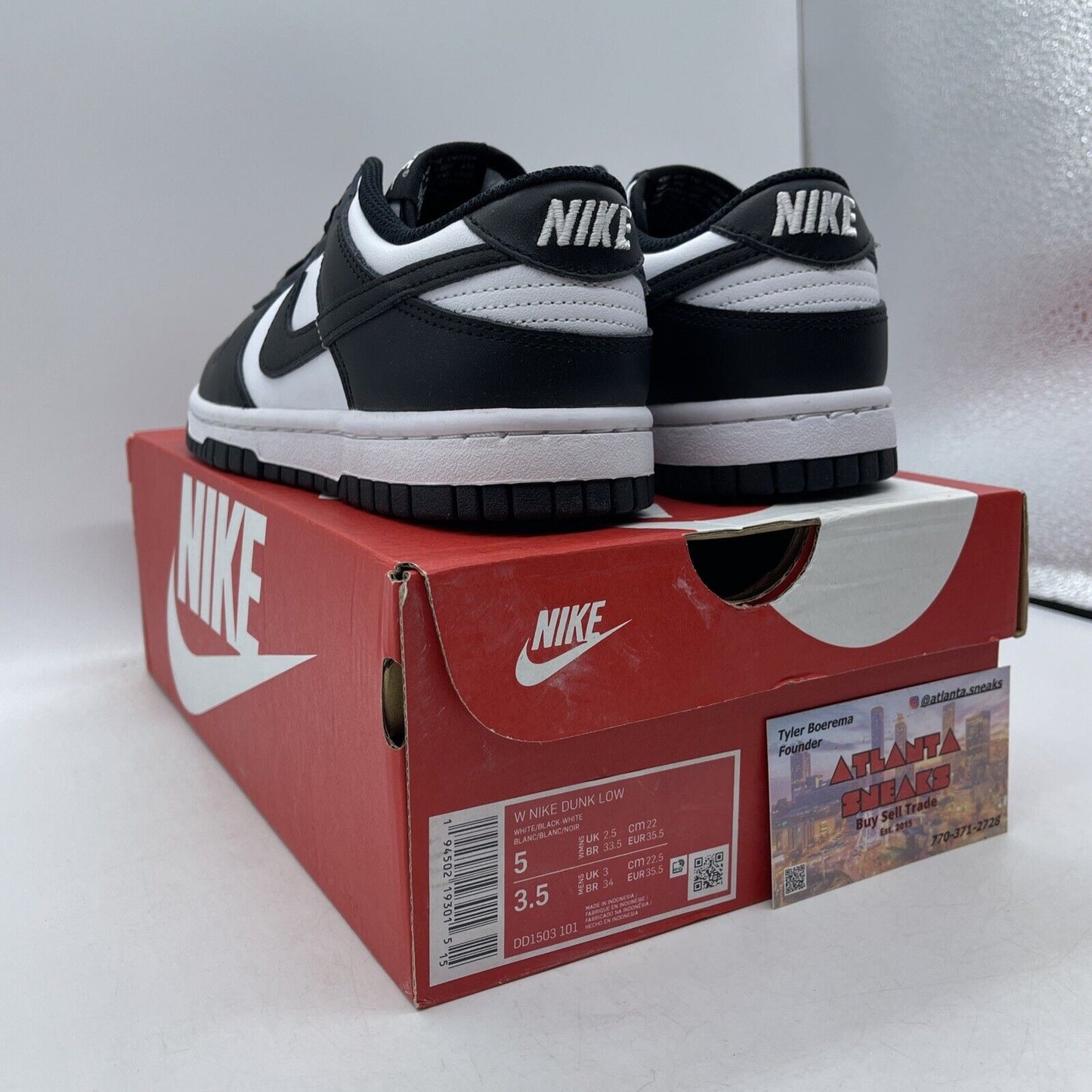 Size 5W - Nike Dunk Low Black White Leather (DD1503-101)