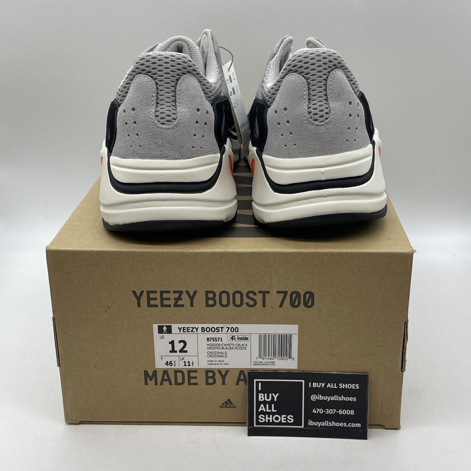 Size 12 - adidas Yeezy Boost 700 Low Wave Runner Black Grey (B75571)