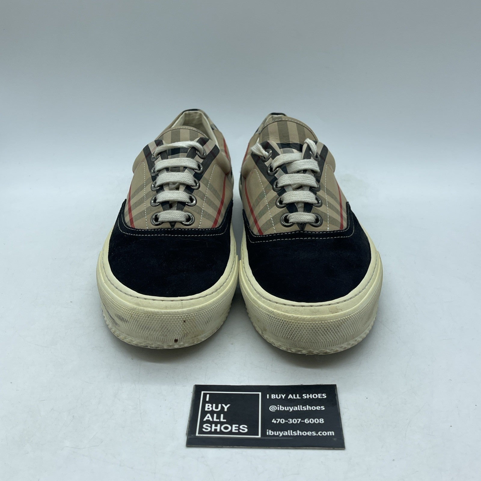Size 43 - BURBERRY WILSON VINTAGE CHECK CANVAS LOW TOP SNEAKERS
