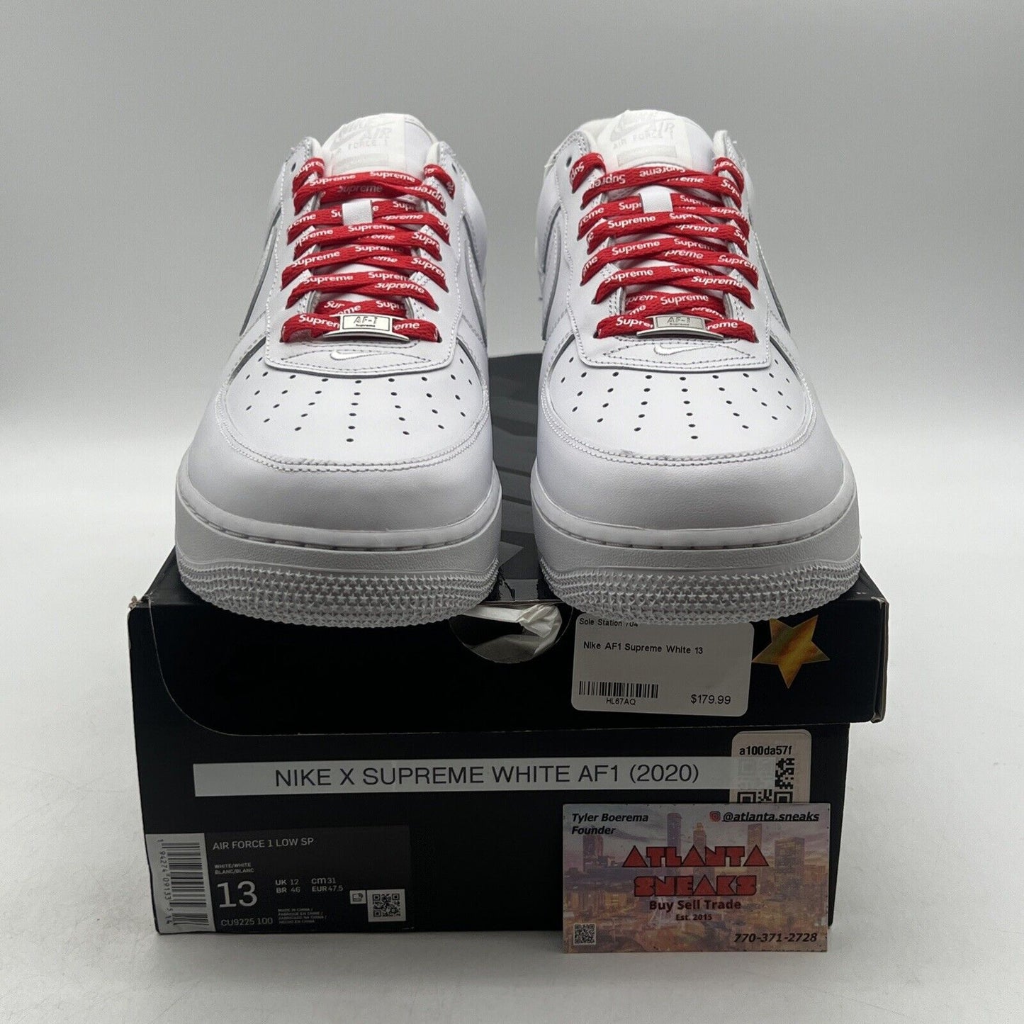 Size 13 - Nike Air Force 1 x Supreme Low Box Logo - White (CU9225-100)