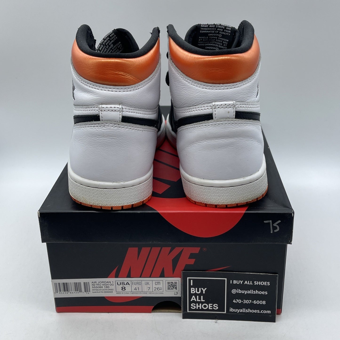 Size 8 - Air Jordan 1 Retro High Electro Orange (555088-180)