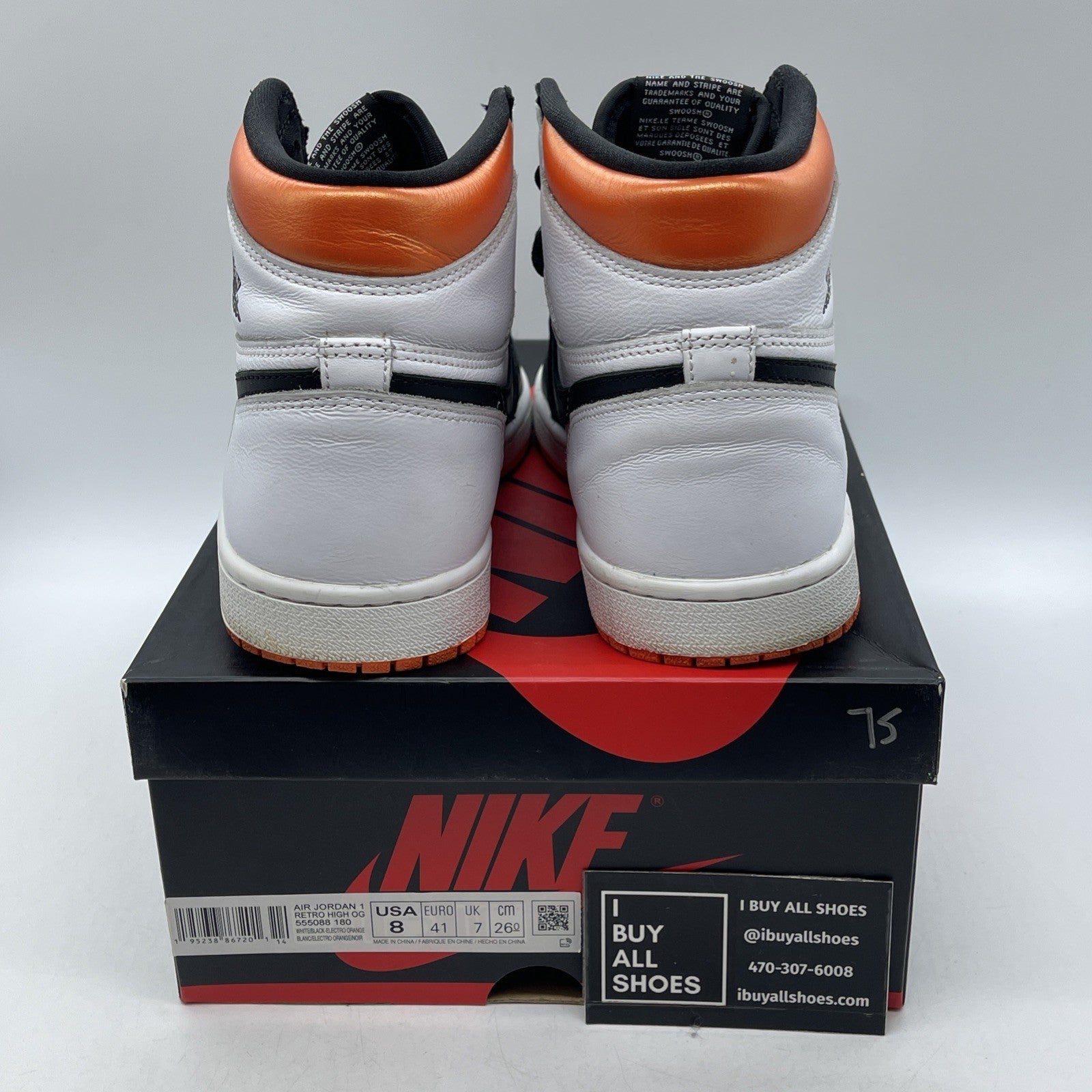 Size 8 - Air Jordan 1 Retro High Electro Orange (555088-180)