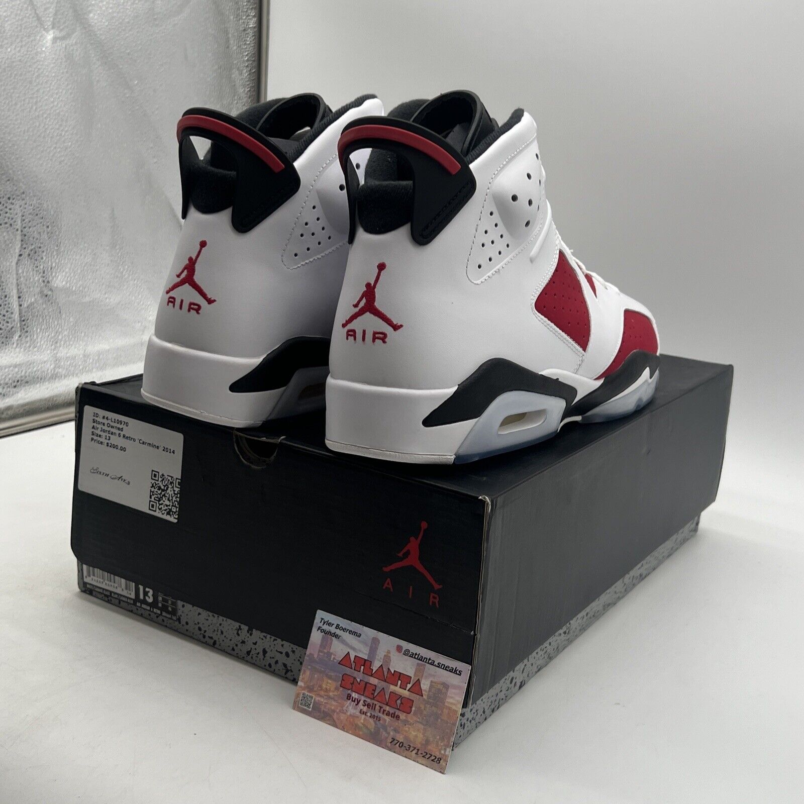 Size 13 - Air Jordan 6 Retro 2014 Carmine White Black Icey (384664-160)