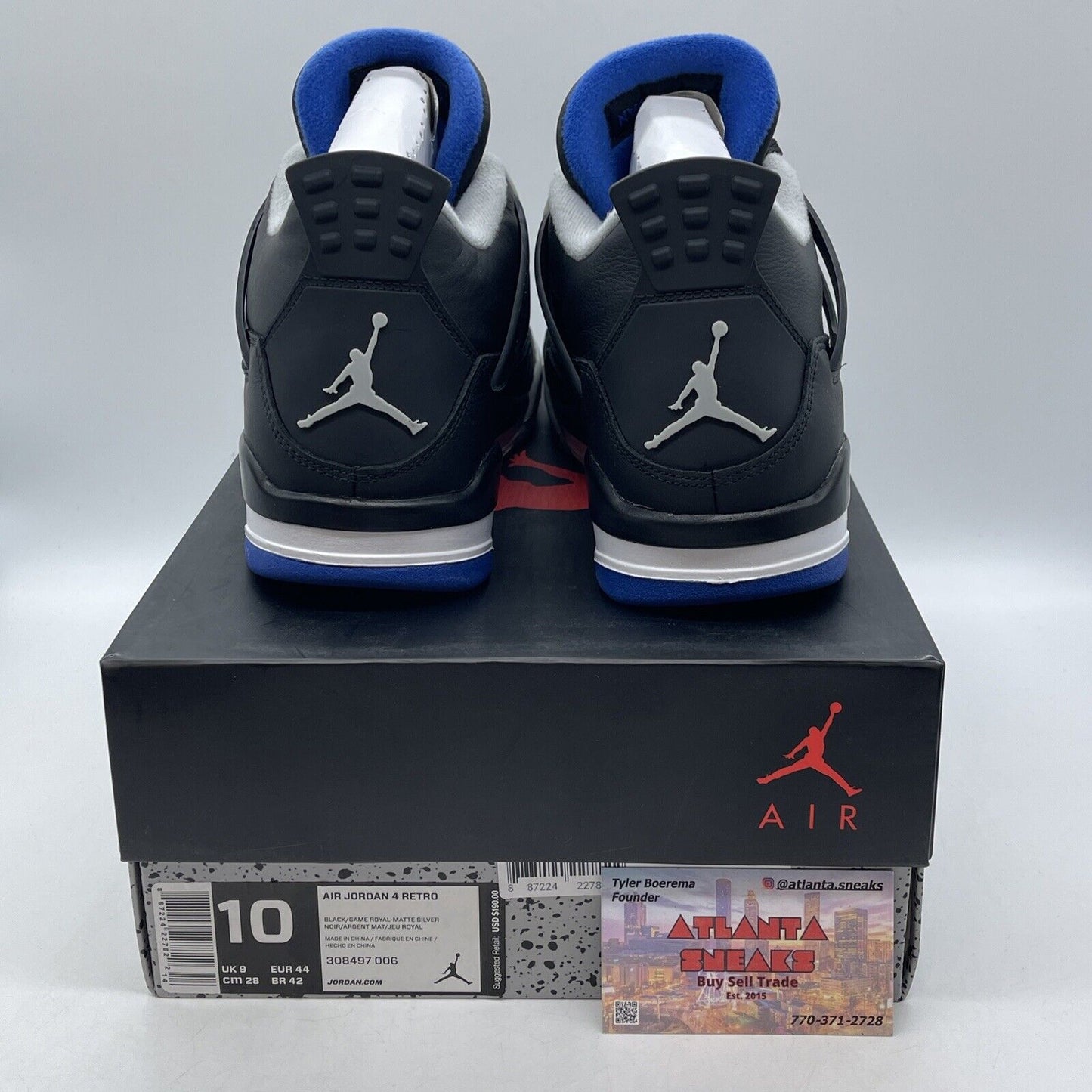 Size 10 - Jordan 4 Retro Motorsports Alternate 2017 Grey Black (308497-006)