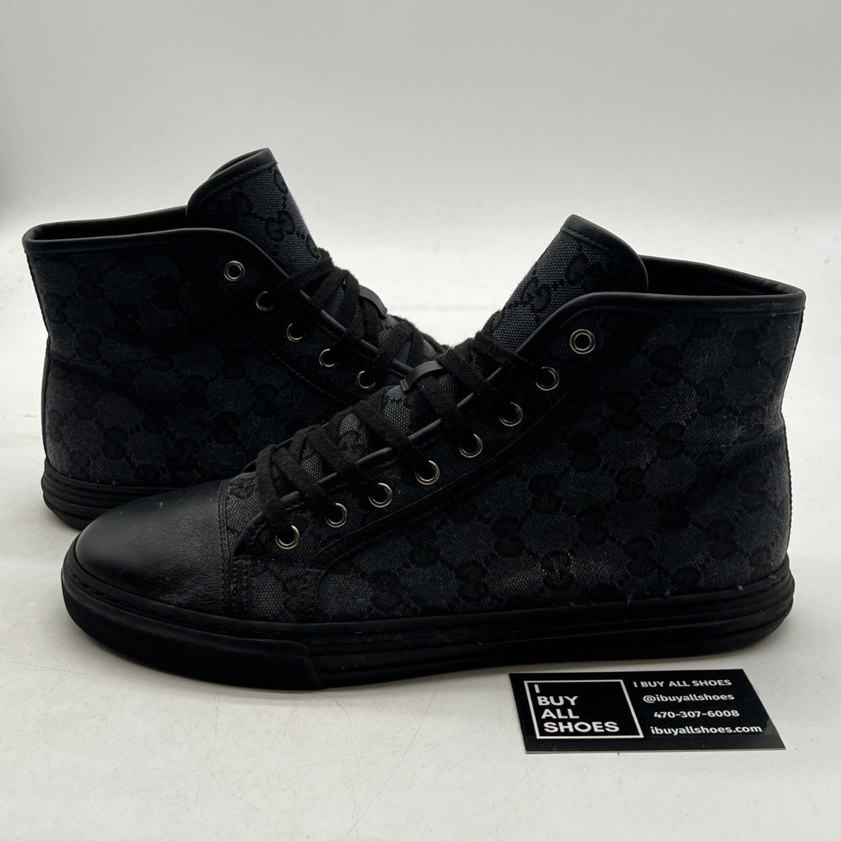 Size 8G - Gucci GG Supreme Monogram High Mens Black Sneakers