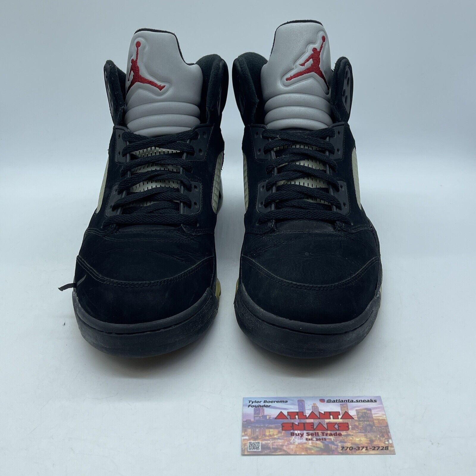 Size 12 - Air Jordan 5 Retro 2011 Metallic Black Silver Red Suede (136027-010)