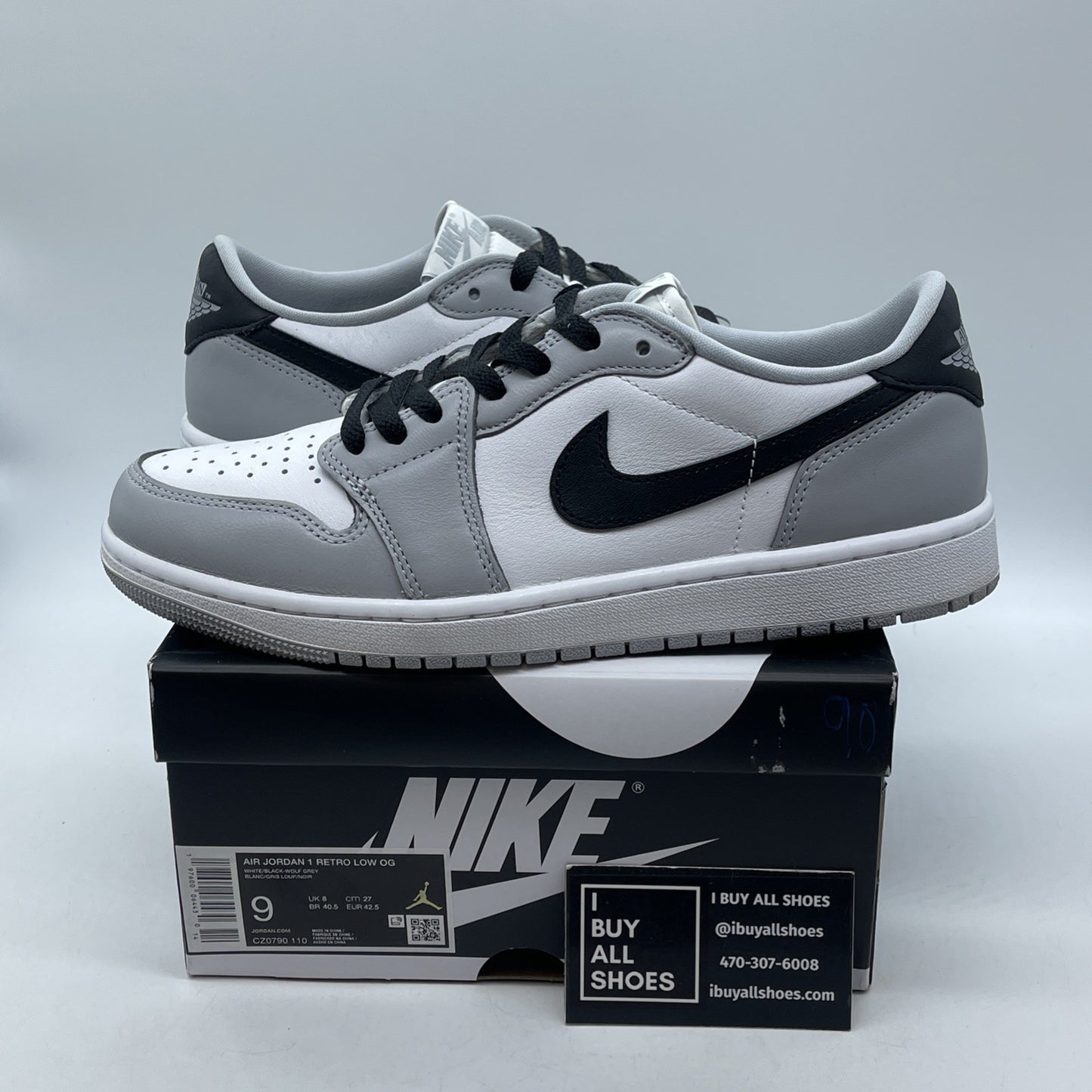 Size 9 - Air Jordan 1 Retro OG Low Barons Grey Black Leather (CZ0790-110)