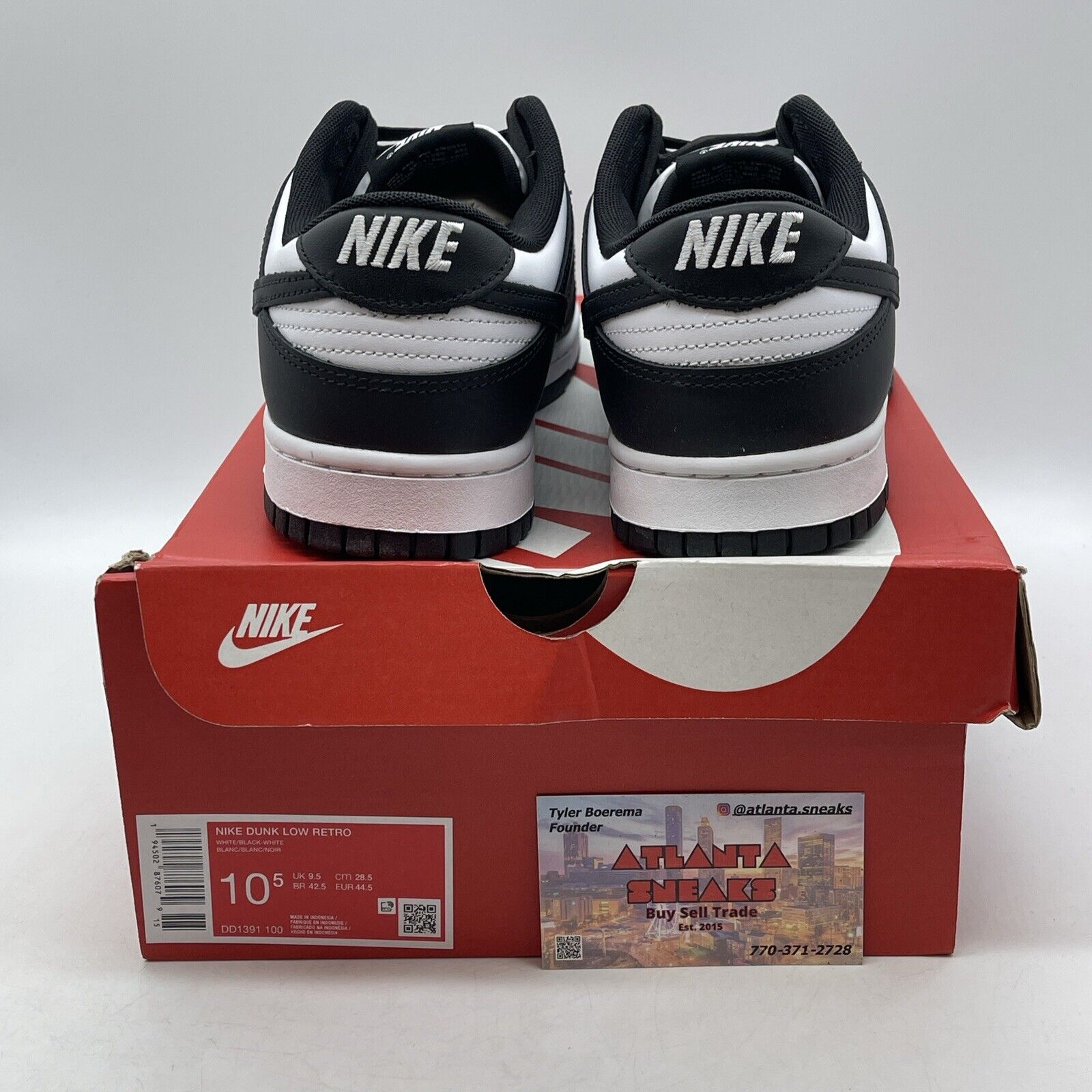 Size 10.5 - Nike Dunk Low Black White Leather (DD1391-100)