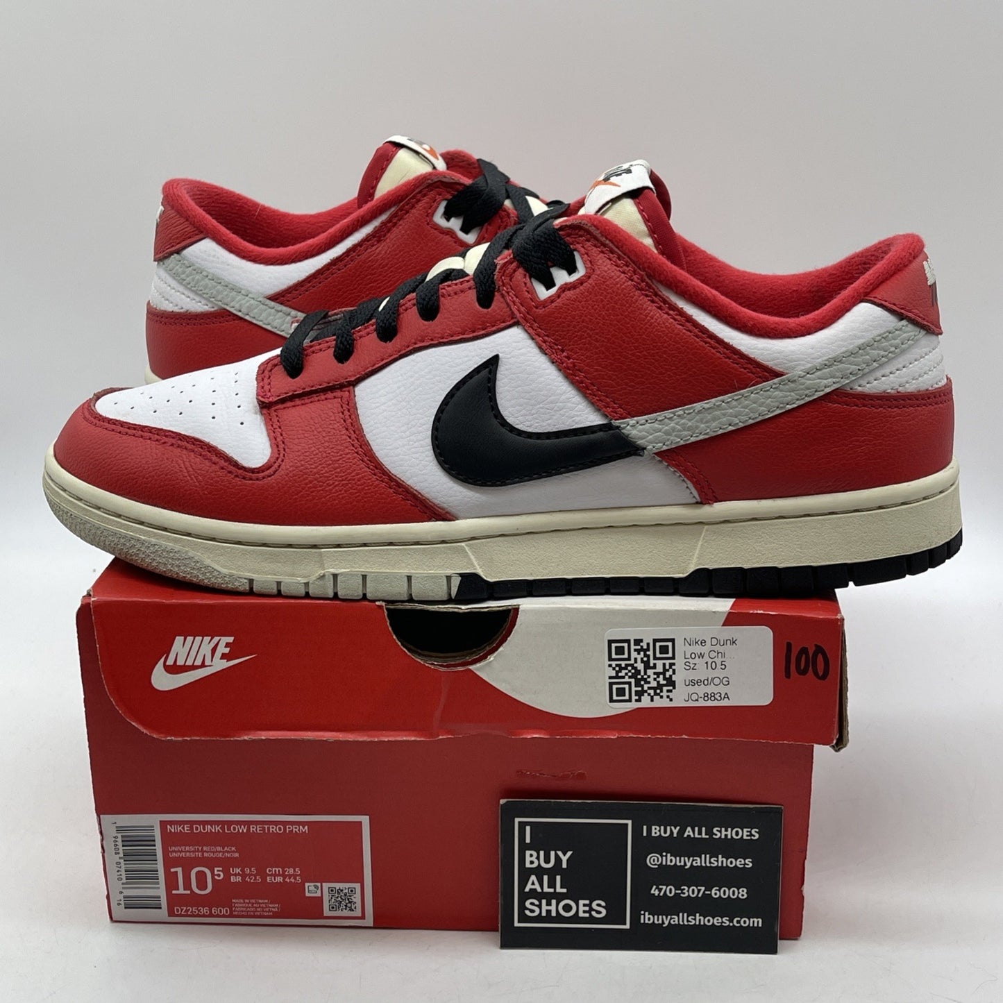 Size 10.5 - Nike Dunk Low Split - Chicago Red Black Leather (DZ2536-600)