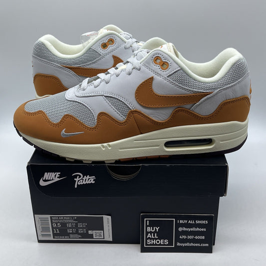 Size 9.5 - Nike Air Max 1 Patta Waves Monarch Brown Grey Suede (DH1348-001)