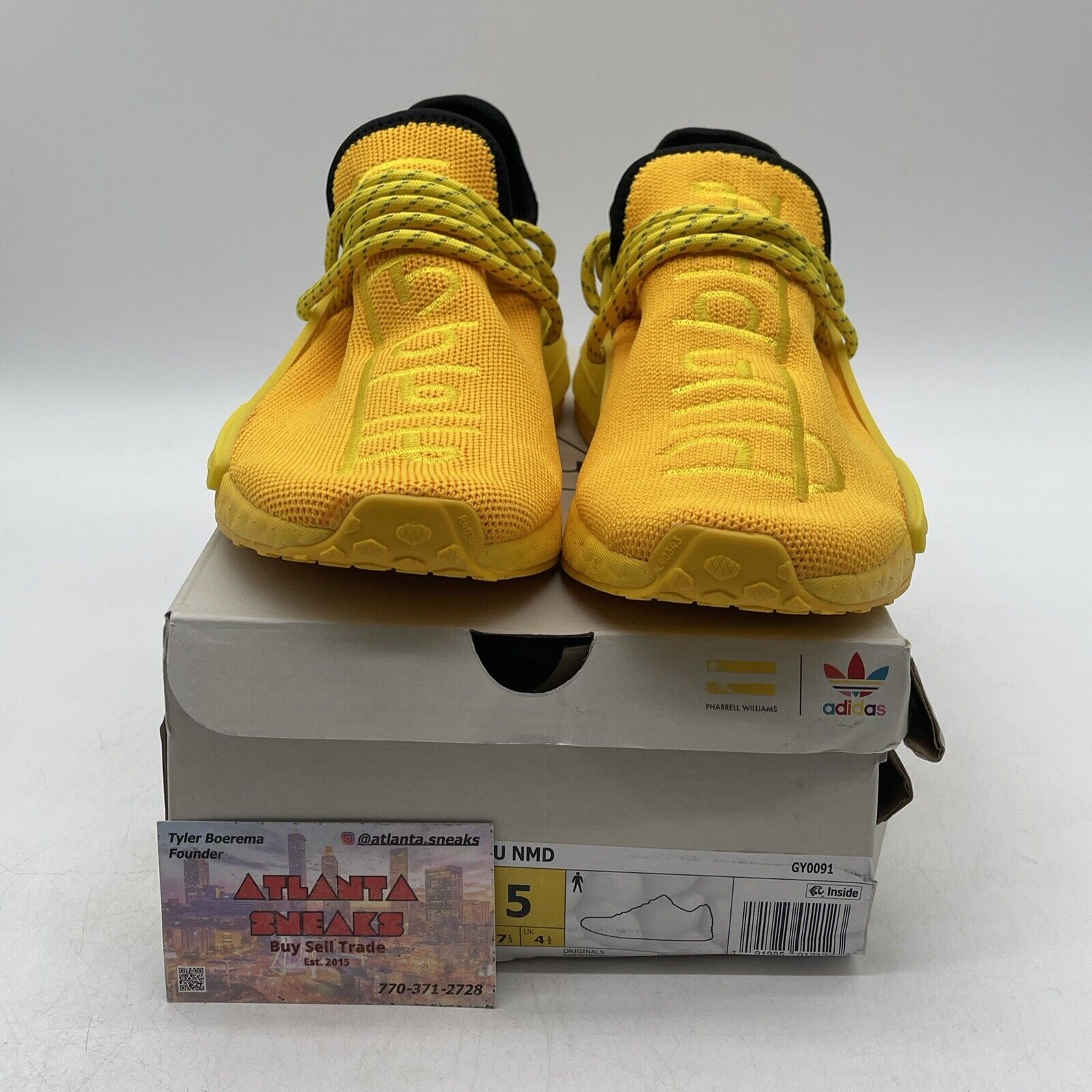 Size 5 - adidas Pharrell x NMD Human Race Yellow Black Suede (GY0091)