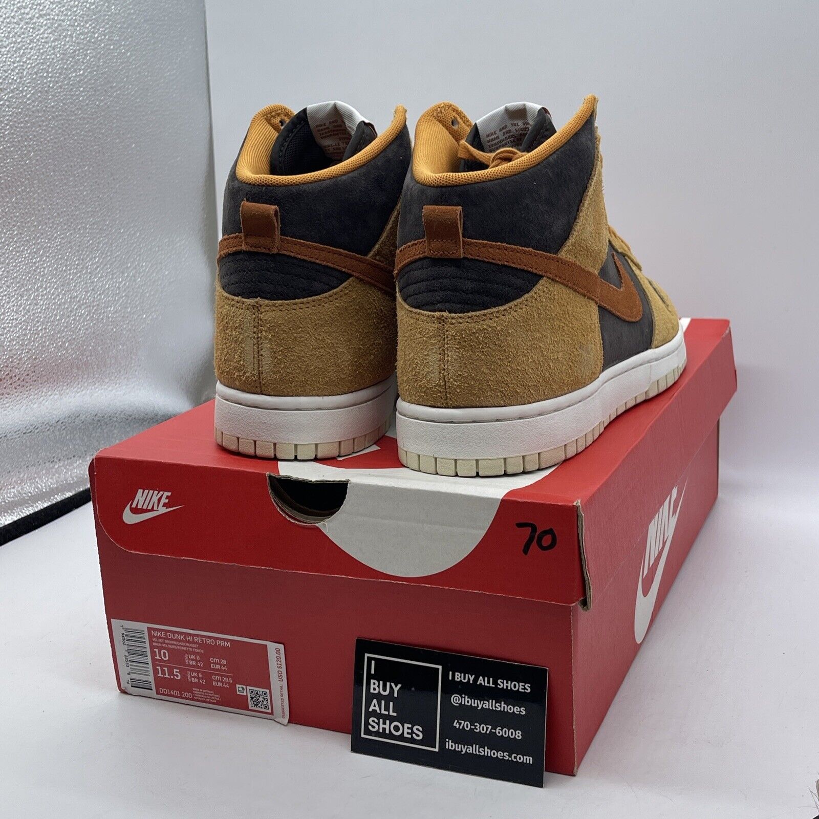 Size 10 - Nike Dunk Premium High Dark Curry Red Brown Suede (DD1401-200)